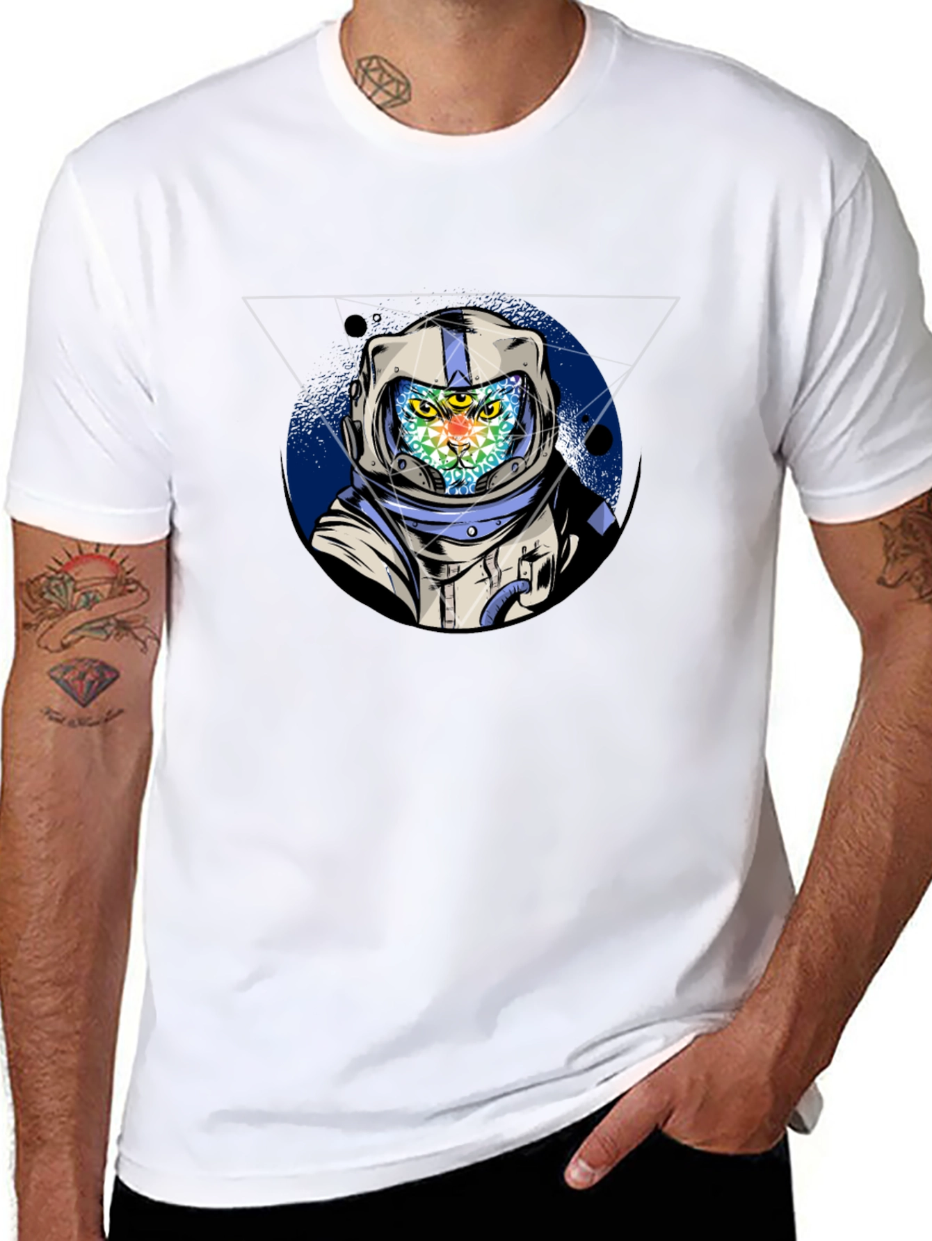 Astronaut Cat Graphic T-Shirt - Cool Space Design