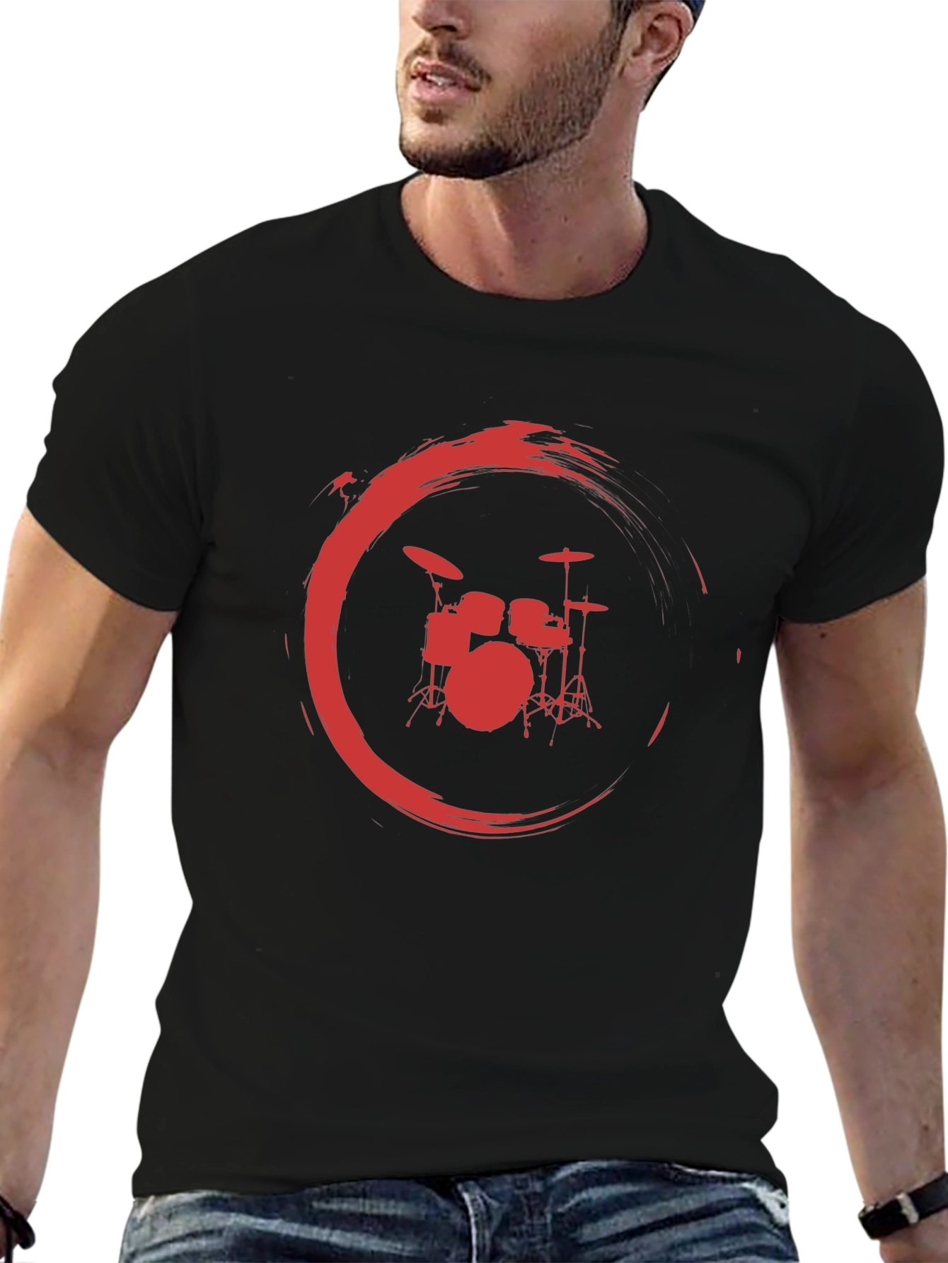 Drum Set Red Circle Graphic Tee