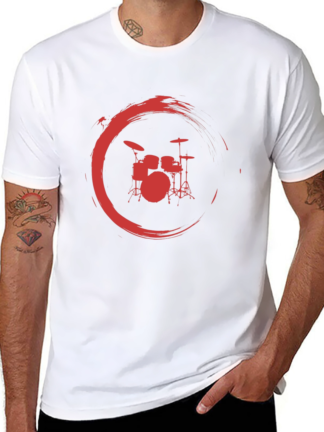 Drum Set Red Circle Graphic Tee