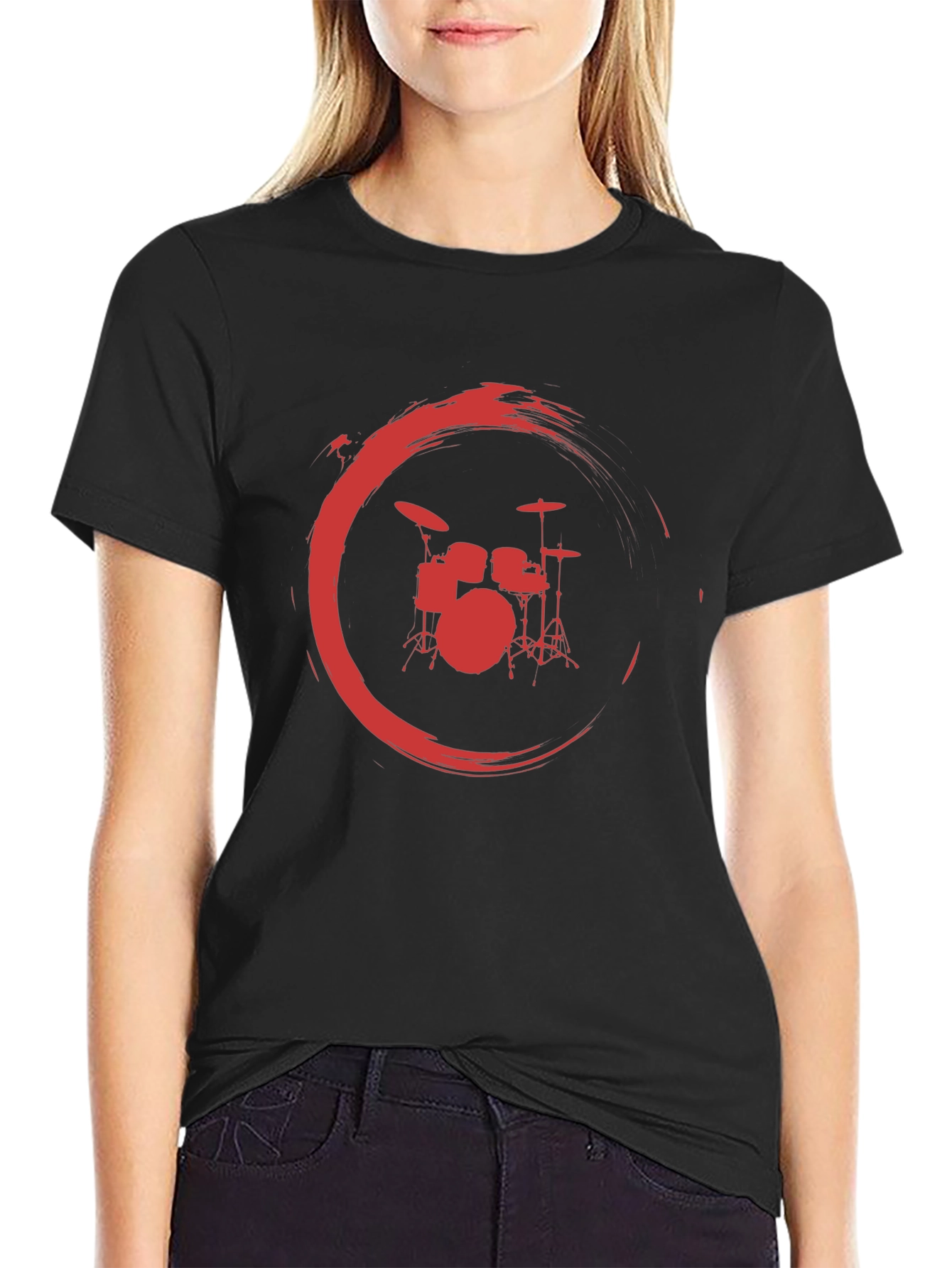 Drum Set Red Circle Graphic Tee