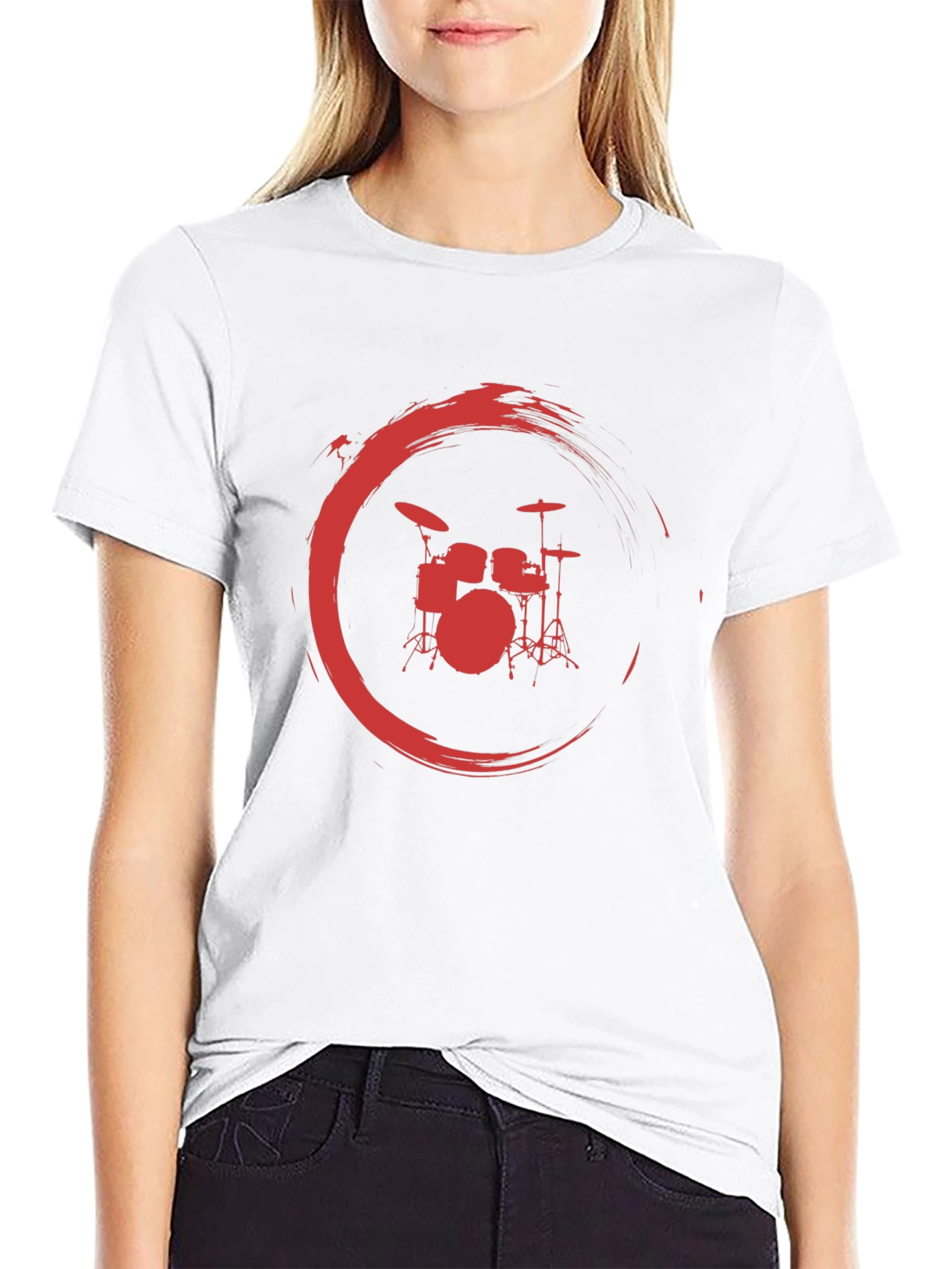 Drum Set Red Circle Graphic Tee