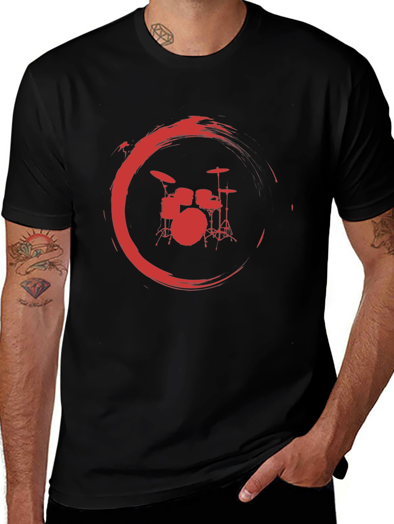Drum Set Red Circle Graphic Tee