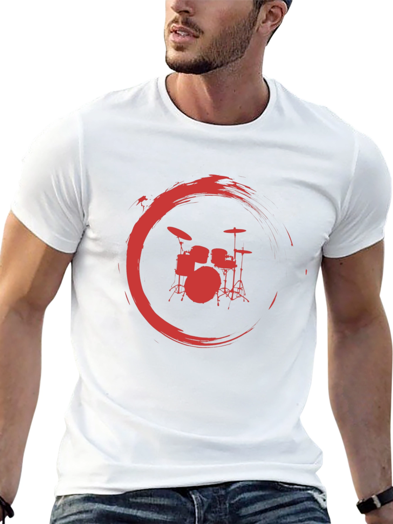 Drum Set Red Circle Graphic Tee