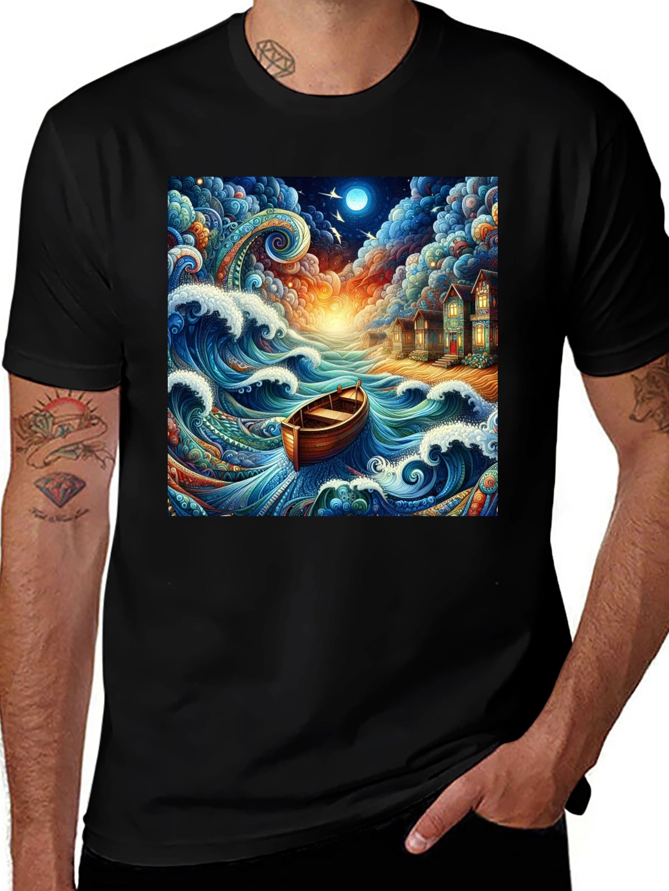 Whimsical Ocean Boat Ride Graphic Tee