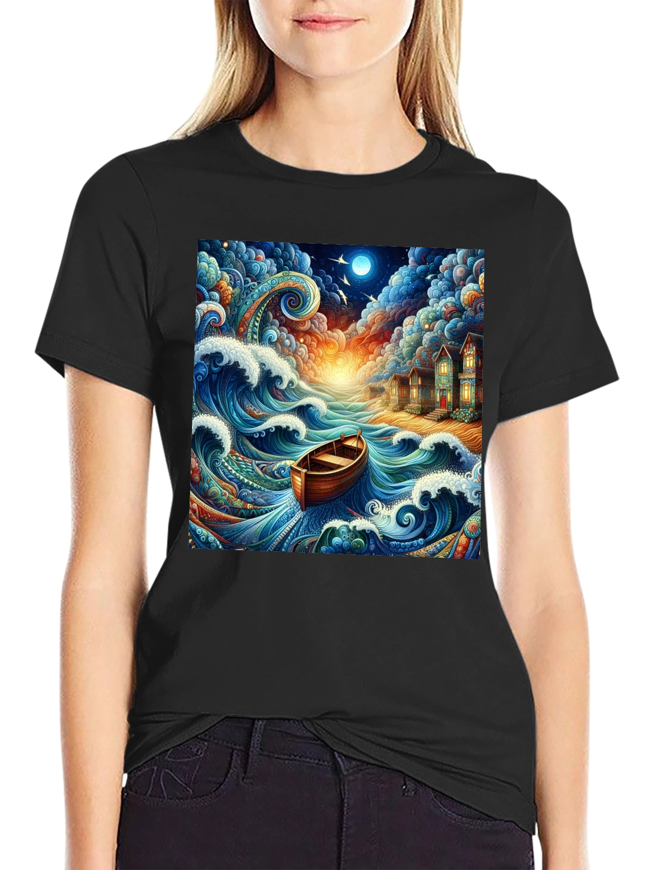 Whimsical Ocean Boat Ride Graphic Tee