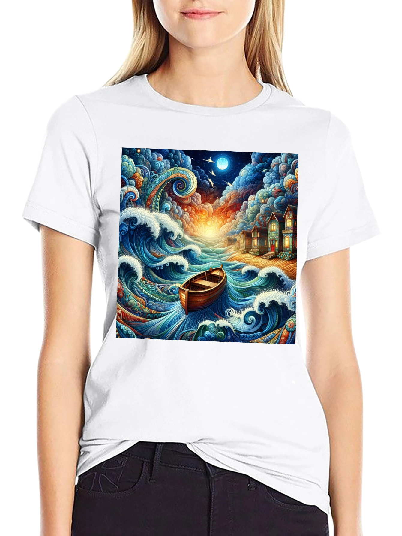 Whimsical Ocean Boat Ride Graphic Tee