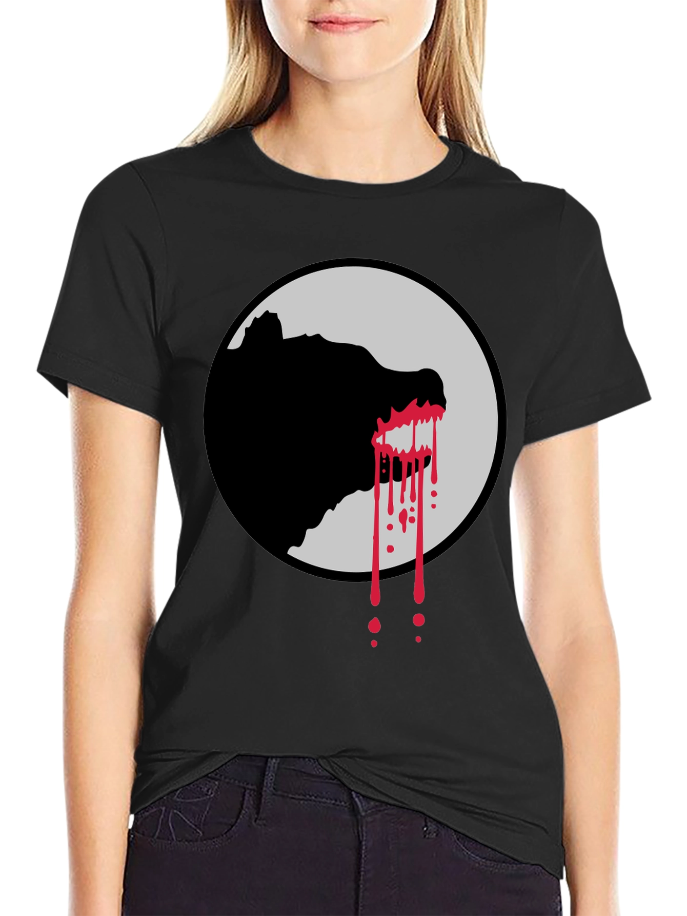Wolf Silhouette Graphic Tee - Black