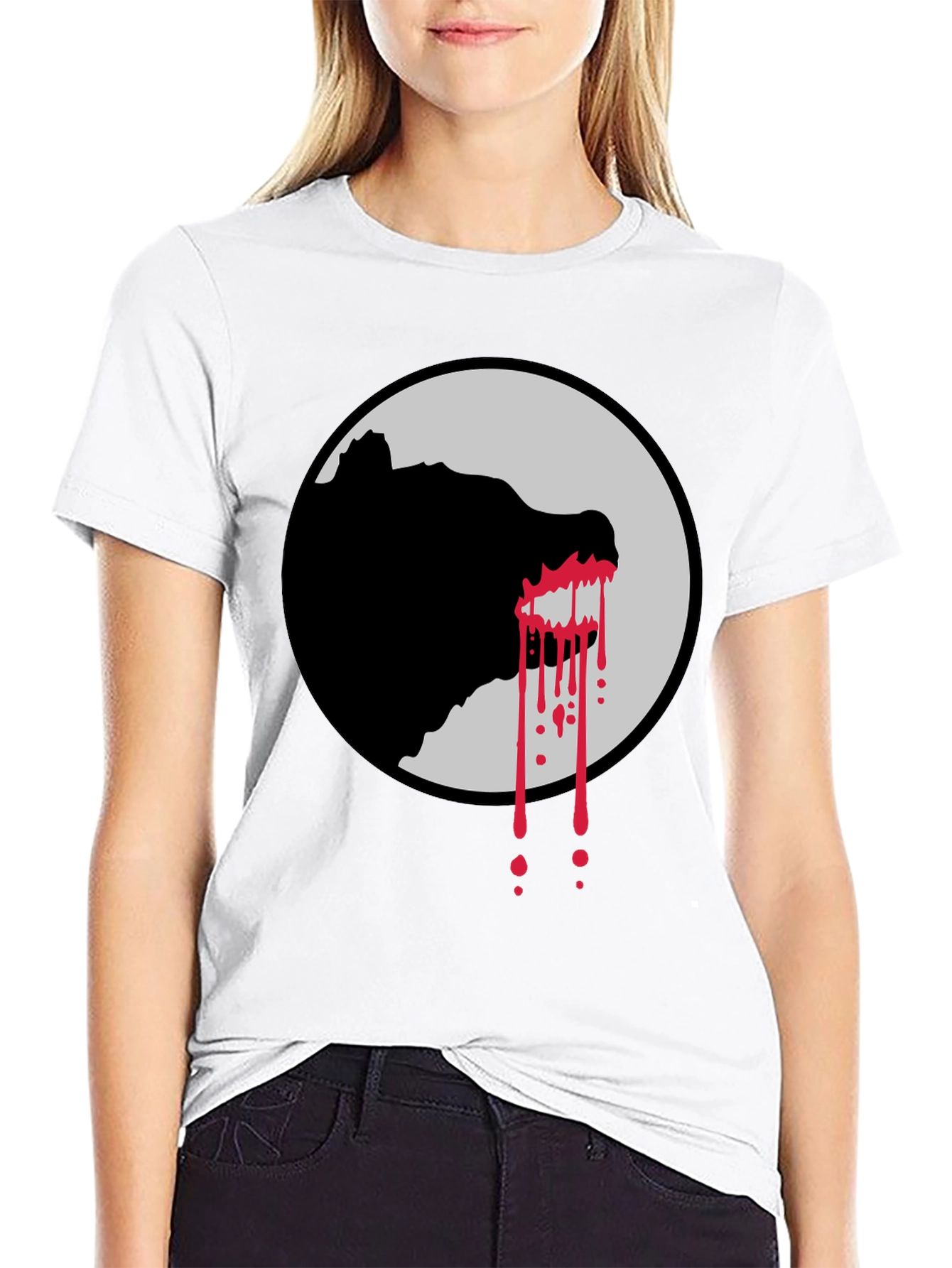 Wolf Silhouette Graphic Tee - Black
