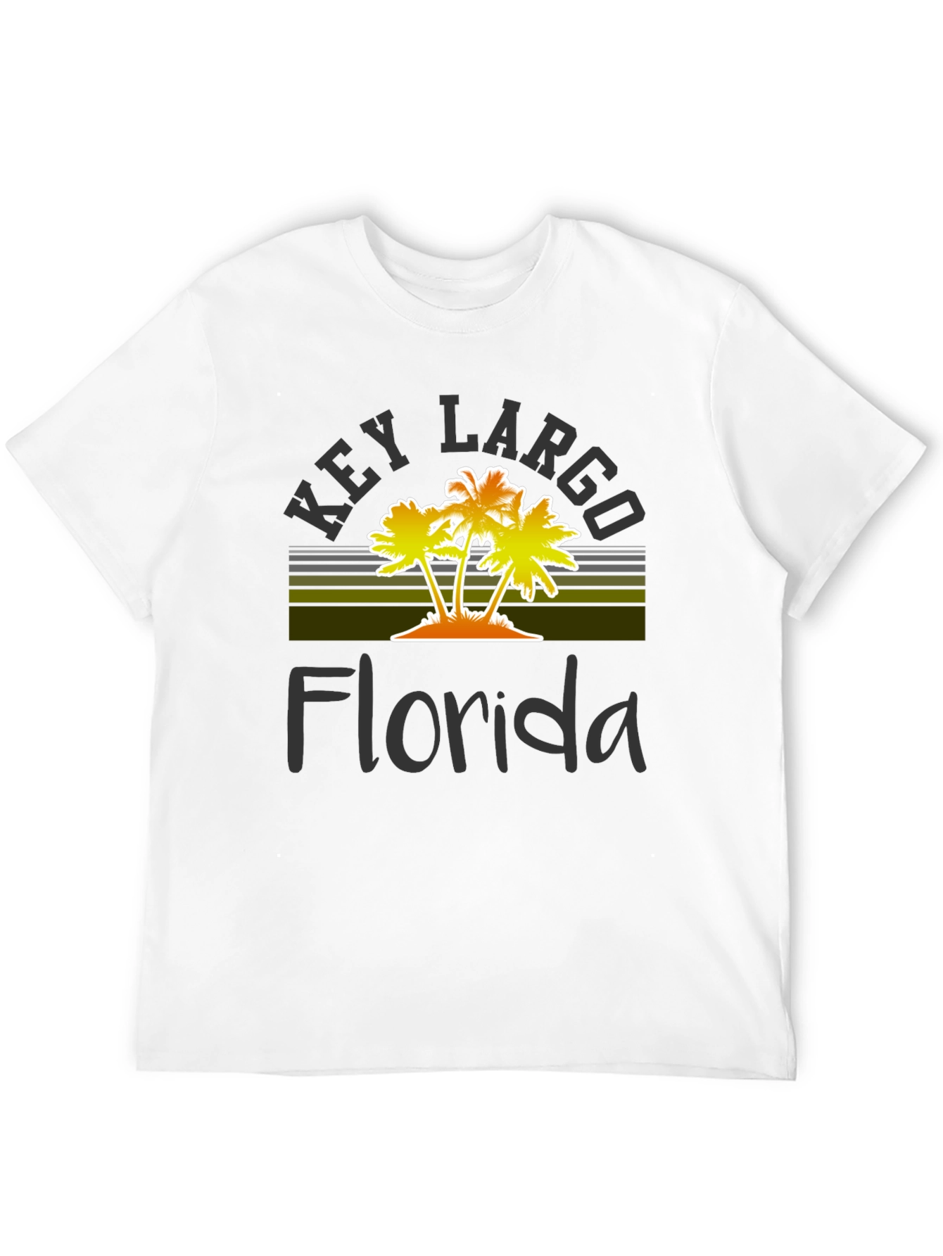 Key Largo Florida Palm Tree Graphic T-Shirt