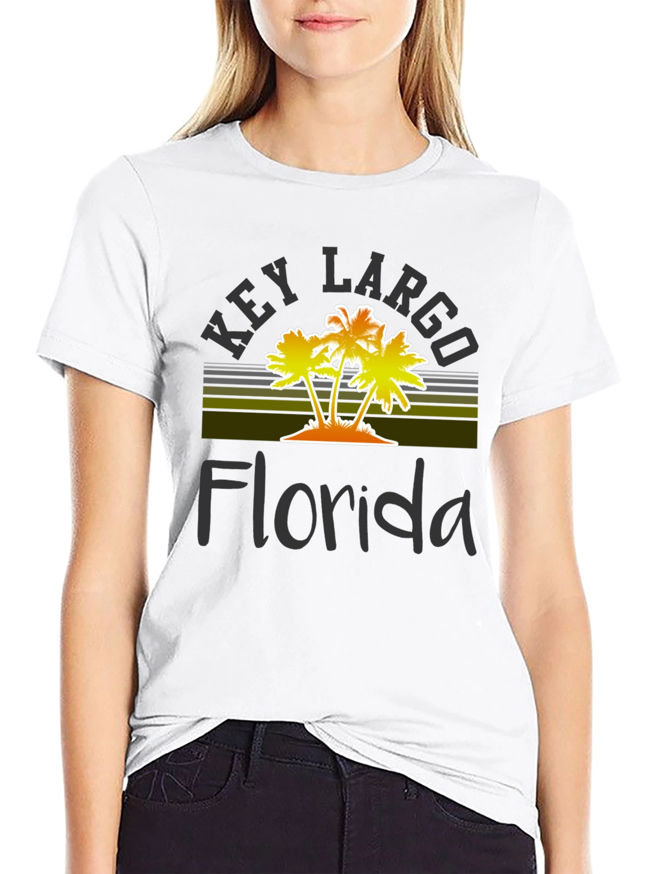 Key Largo Florida Palm Tree Graphic T-Shirt