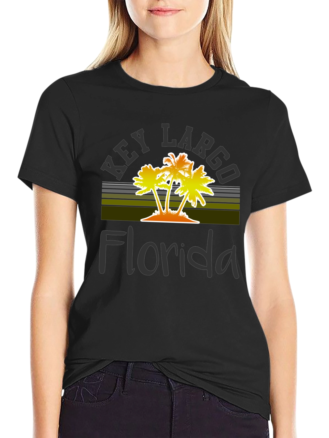 Key Largo Florida Palm Tree Graphic T-Shirt