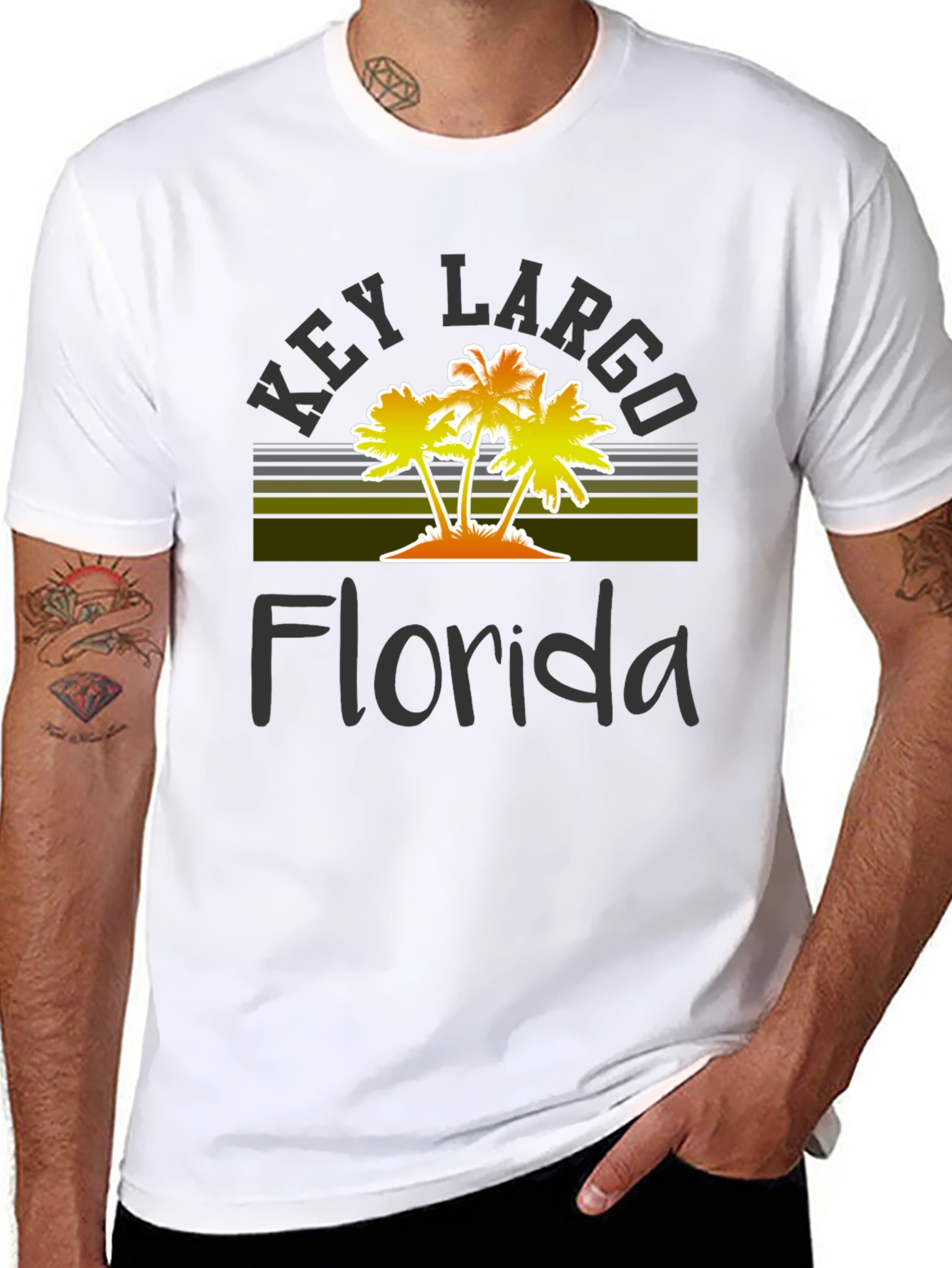 Key Largo Florida Palm Tree Graphic T-Shirt