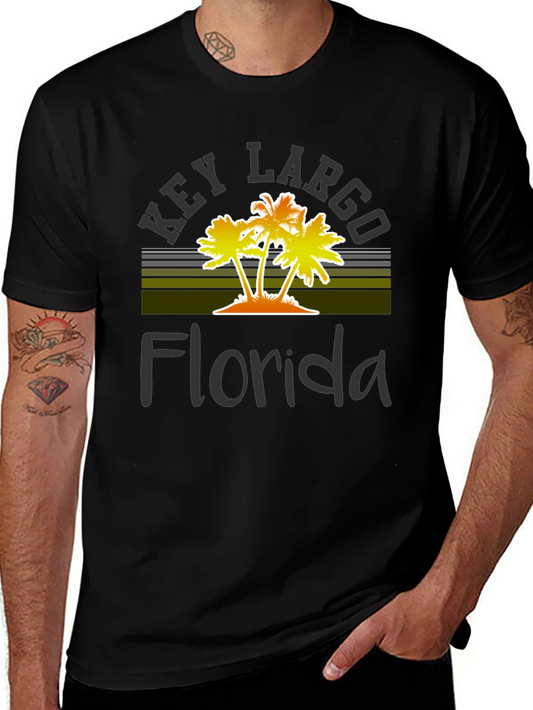 Key Largo Florida Palm Tree Graphic T-Shirt