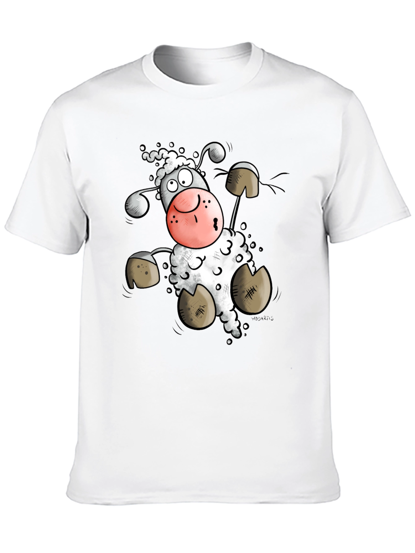 Cartoon Sheep Graphic Tee - Black
