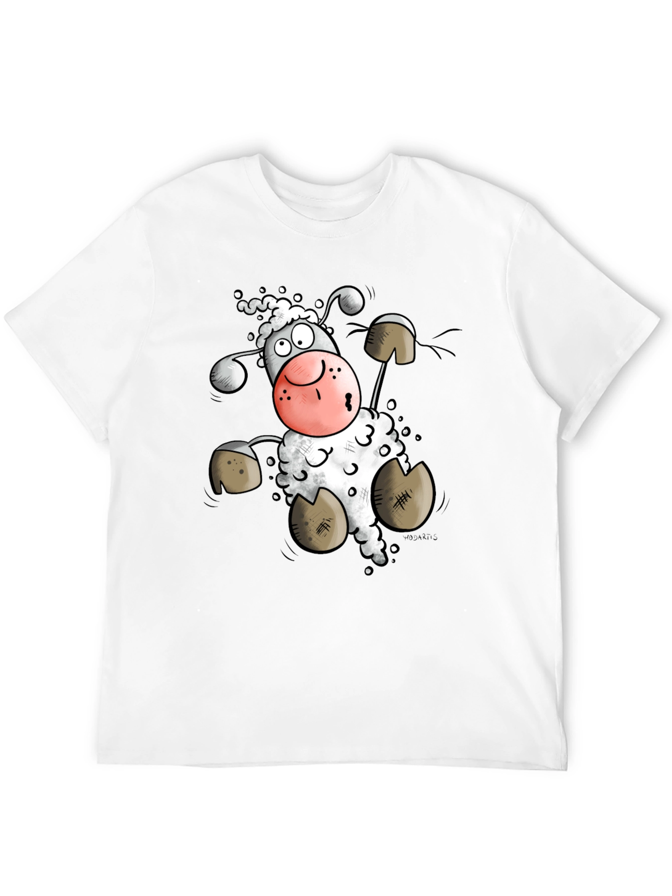 Cartoon Sheep Graphic Tee - Black