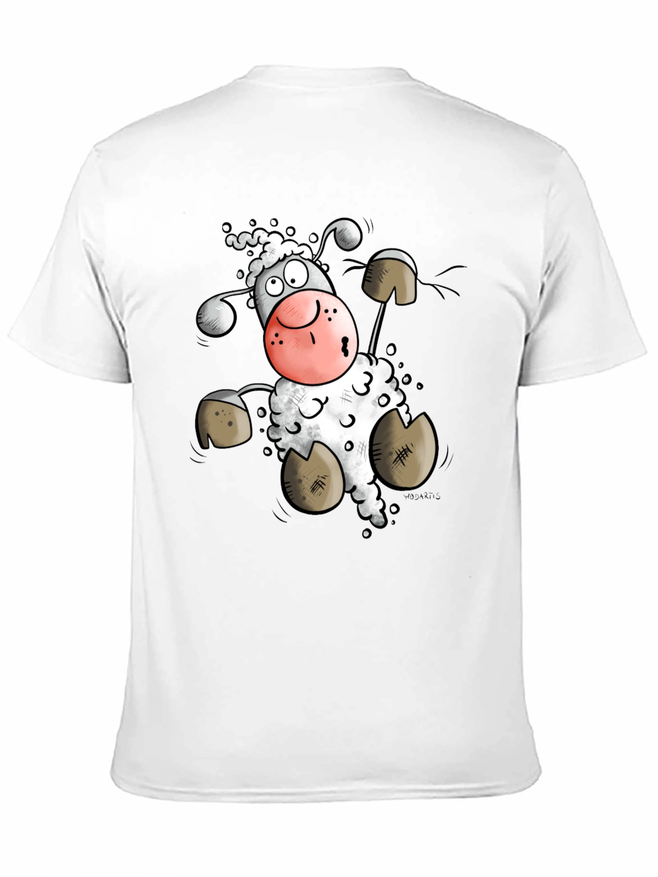 Cartoon Sheep Graphic Tee - Black
