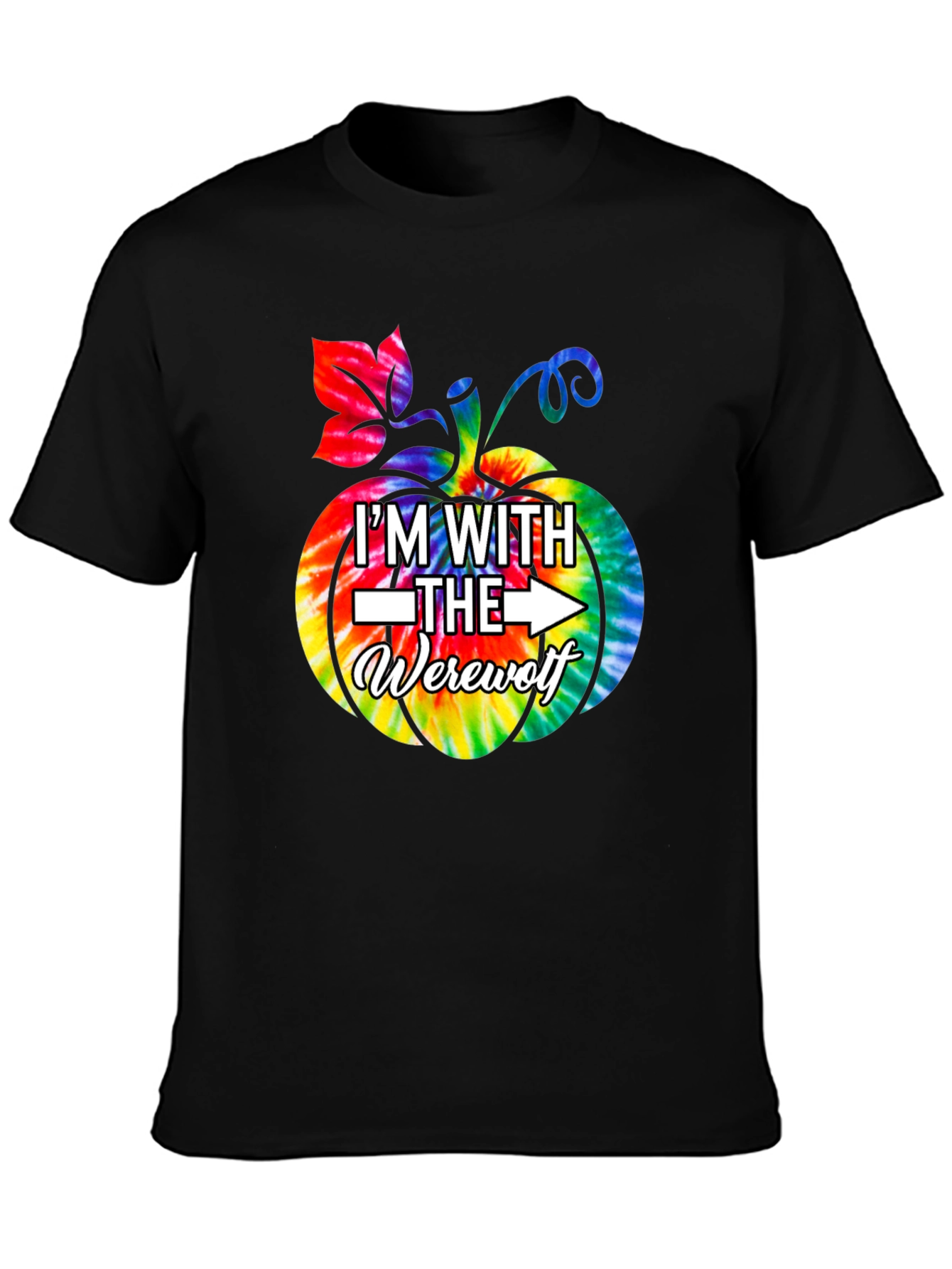 Im With The Werewolf Tie Dye Pumpkin Graphic Tee