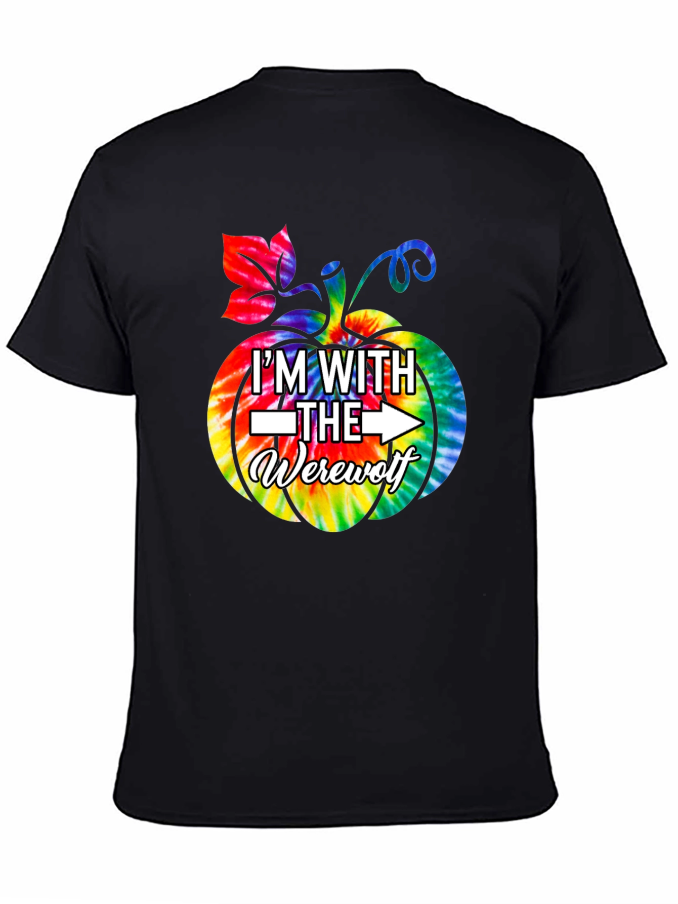 Im With The Werewolf Tie Dye Pumpkin Graphic Tee