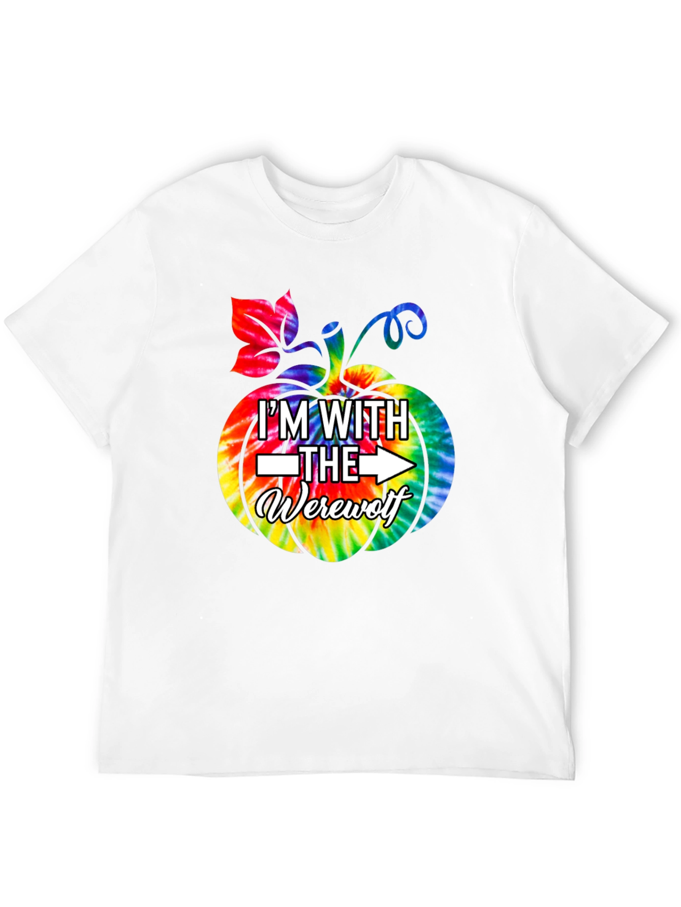 Im With The Werewolf Tie Dye Pumpkin Graphic Tee