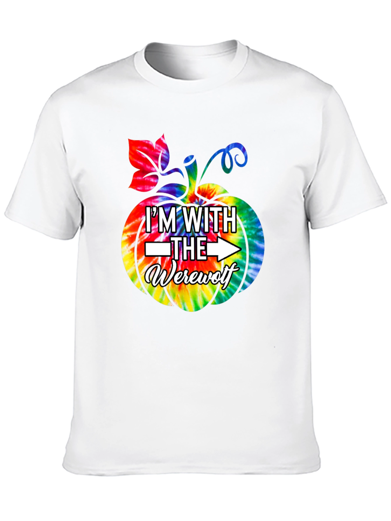 Im With The Werewolf Tie Dye Pumpkin Graphic Tee