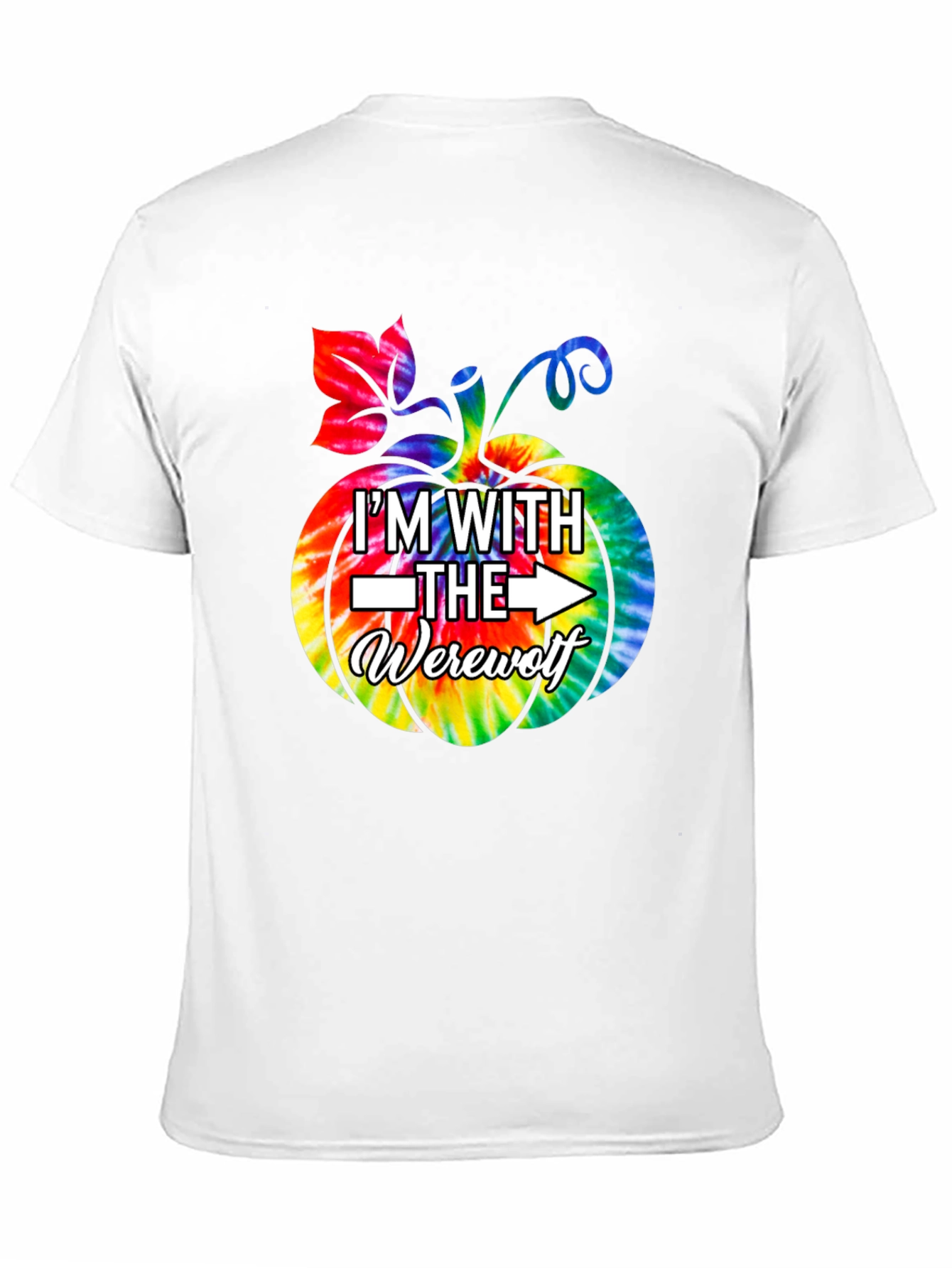 Im With The Werewolf Tie Dye Pumpkin Graphic Tee