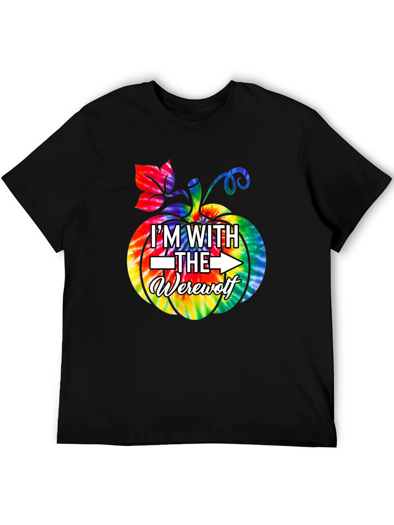 Im With The Werewolf Tie Dye Pumpkin Graphic Tee