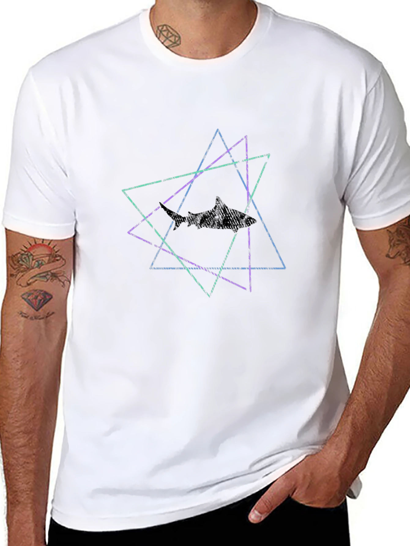 Geometric Shark T-Shirt - Modern Graphic Tee