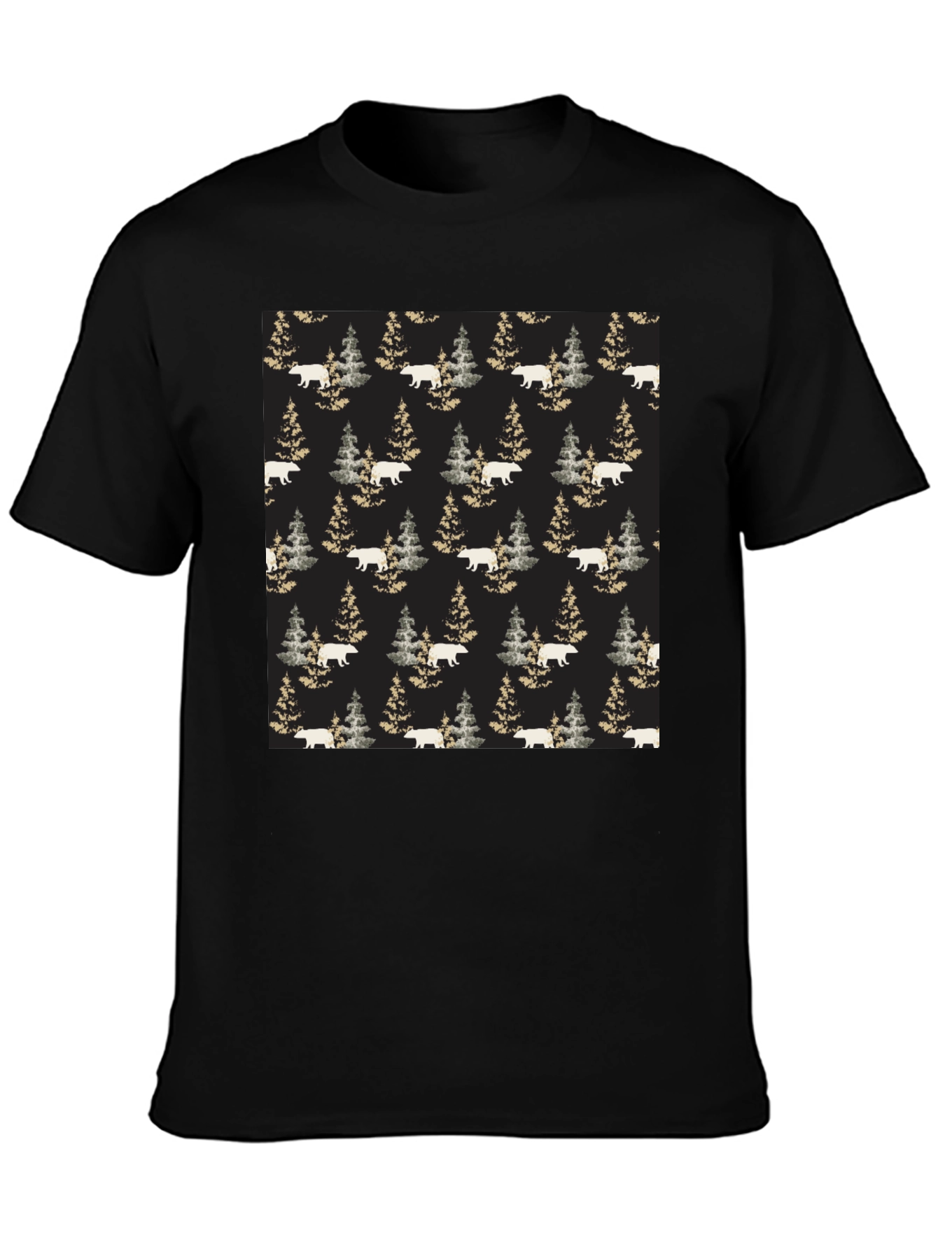 Bear & Pine Tree Pattern T-Shirt