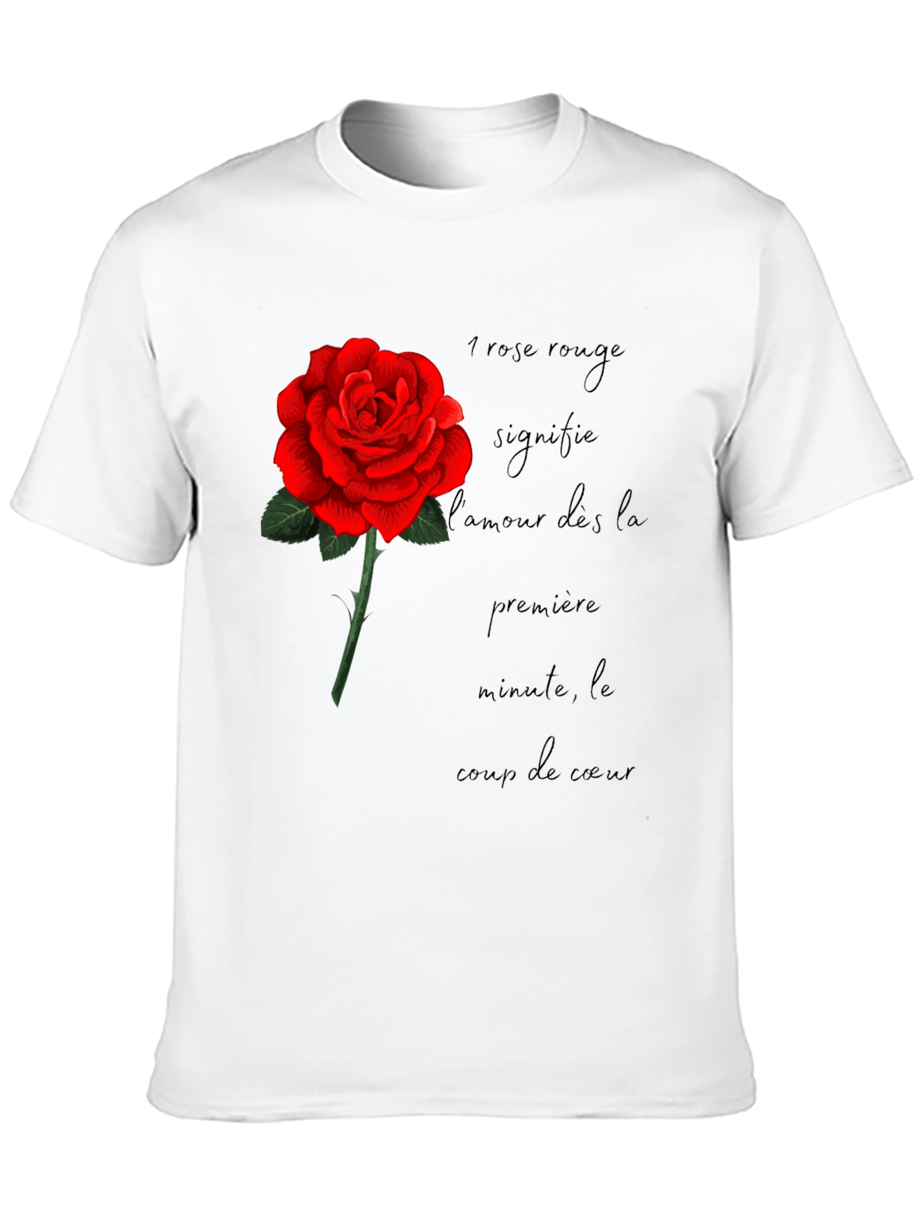 Red Rose Love Graphic Black T-Shirt