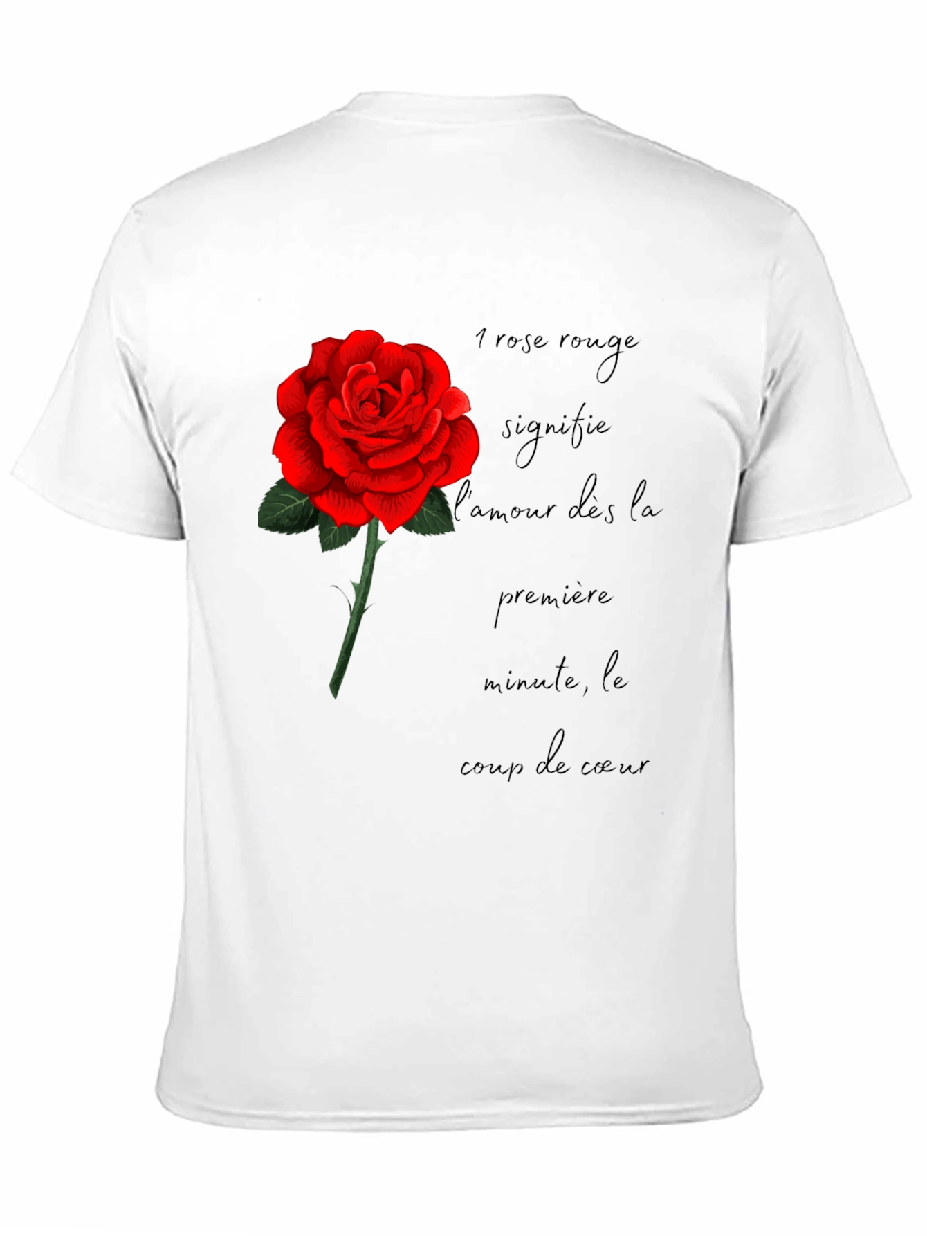 Red Rose Love Graphic Black T-Shirt