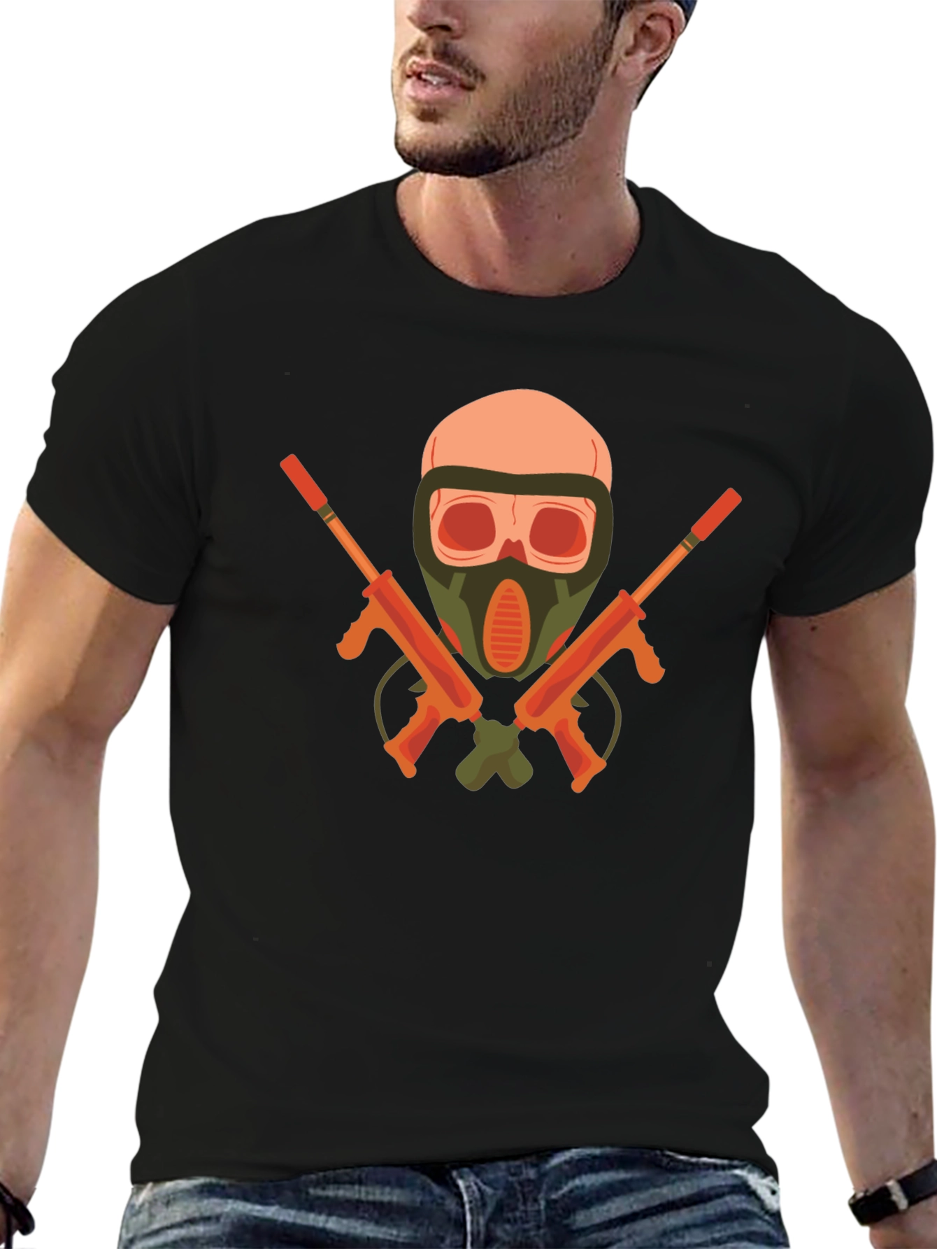 Skull & Guns Graphic Tee - Edgy Black T-Shirt