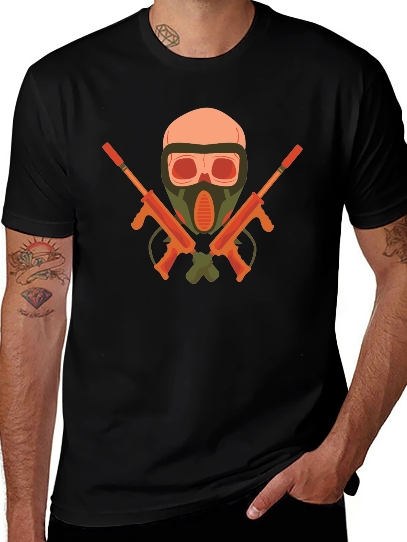 Skull & Guns Graphic Tee - Edgy Black T-Shirt