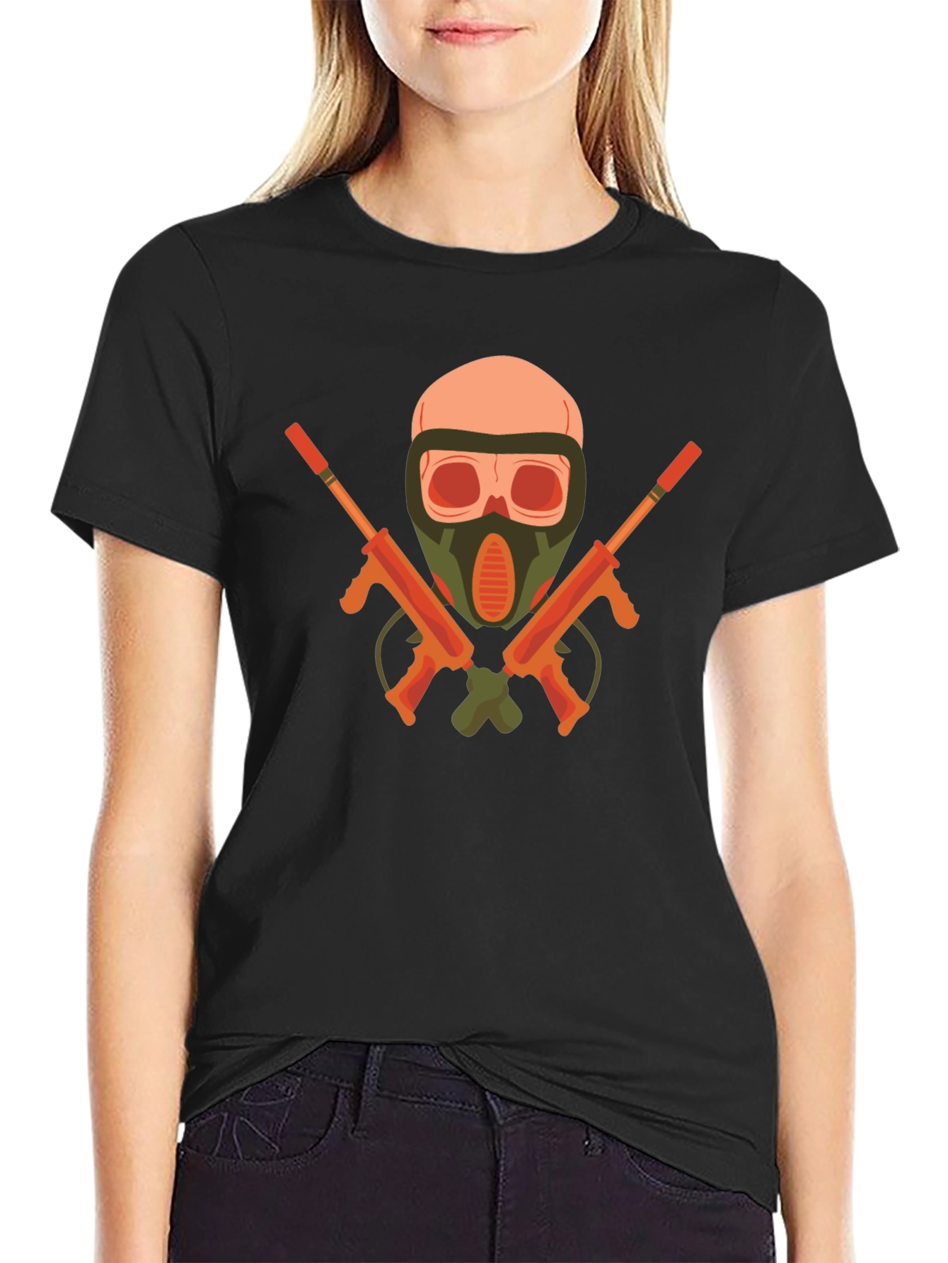 Skull & Guns Graphic Tee - Edgy Black T-Shirt