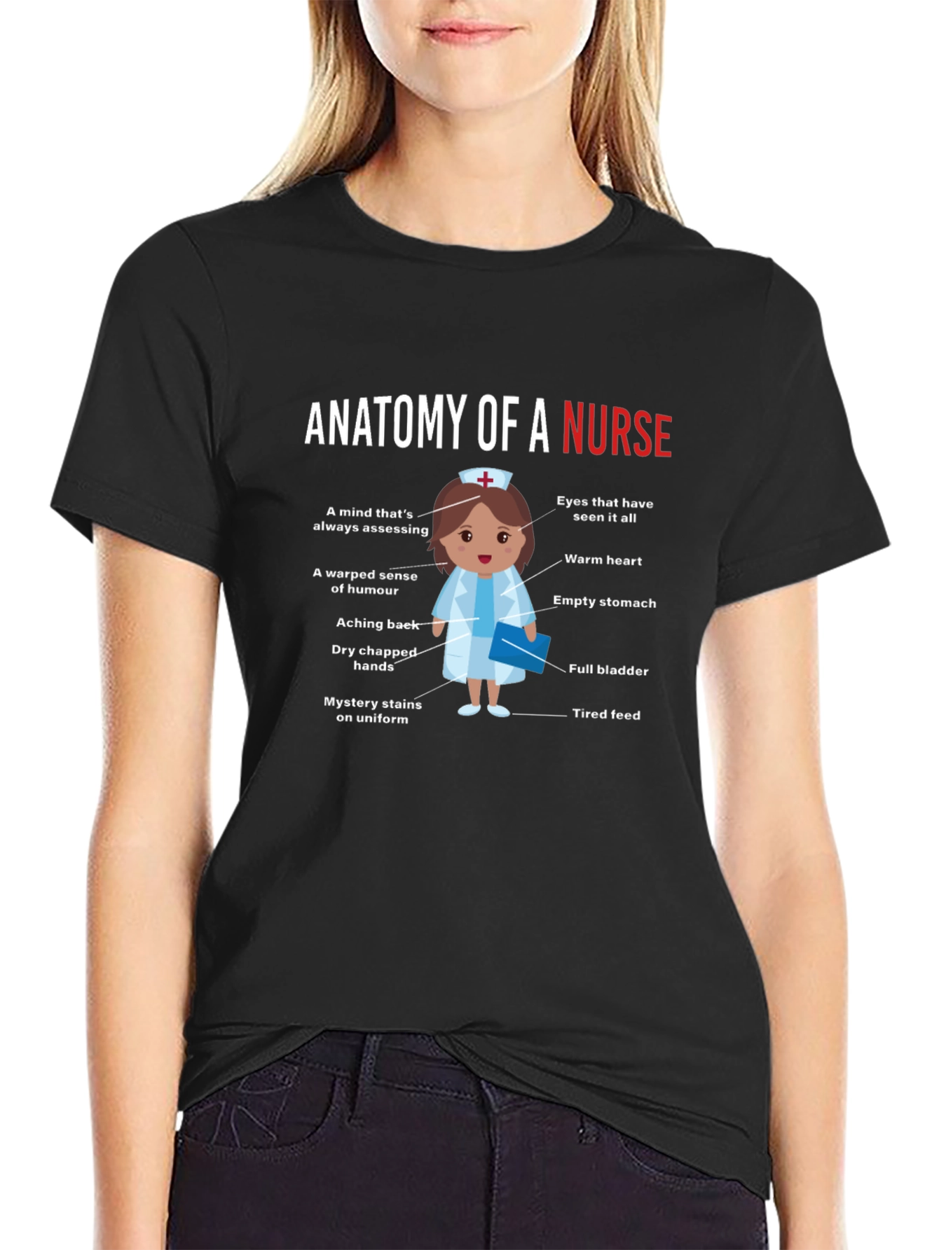 Anatomy of a Nurse Funny Graphic Tee