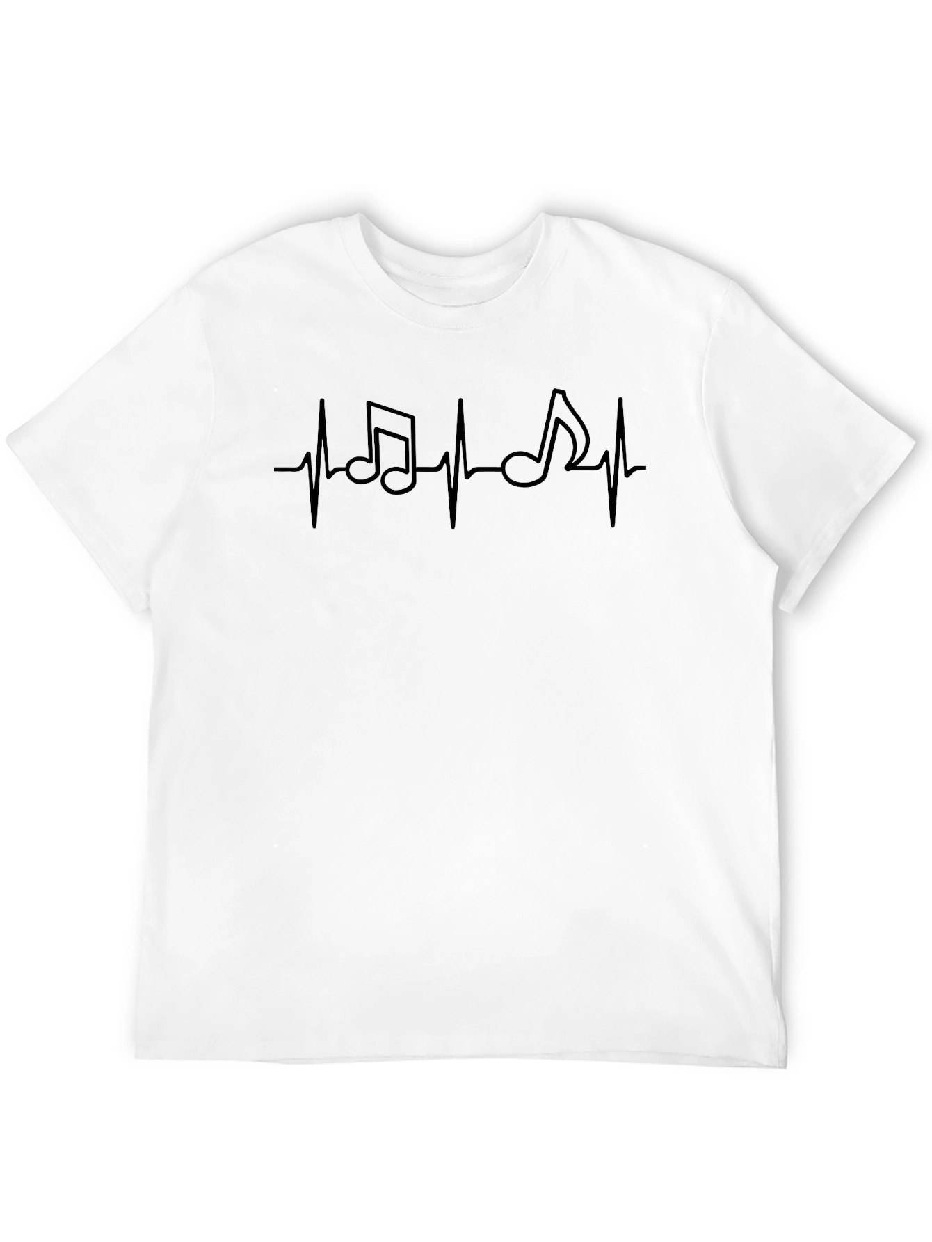 Music Heartbeat Graphic Tee - Black Casual Shirt