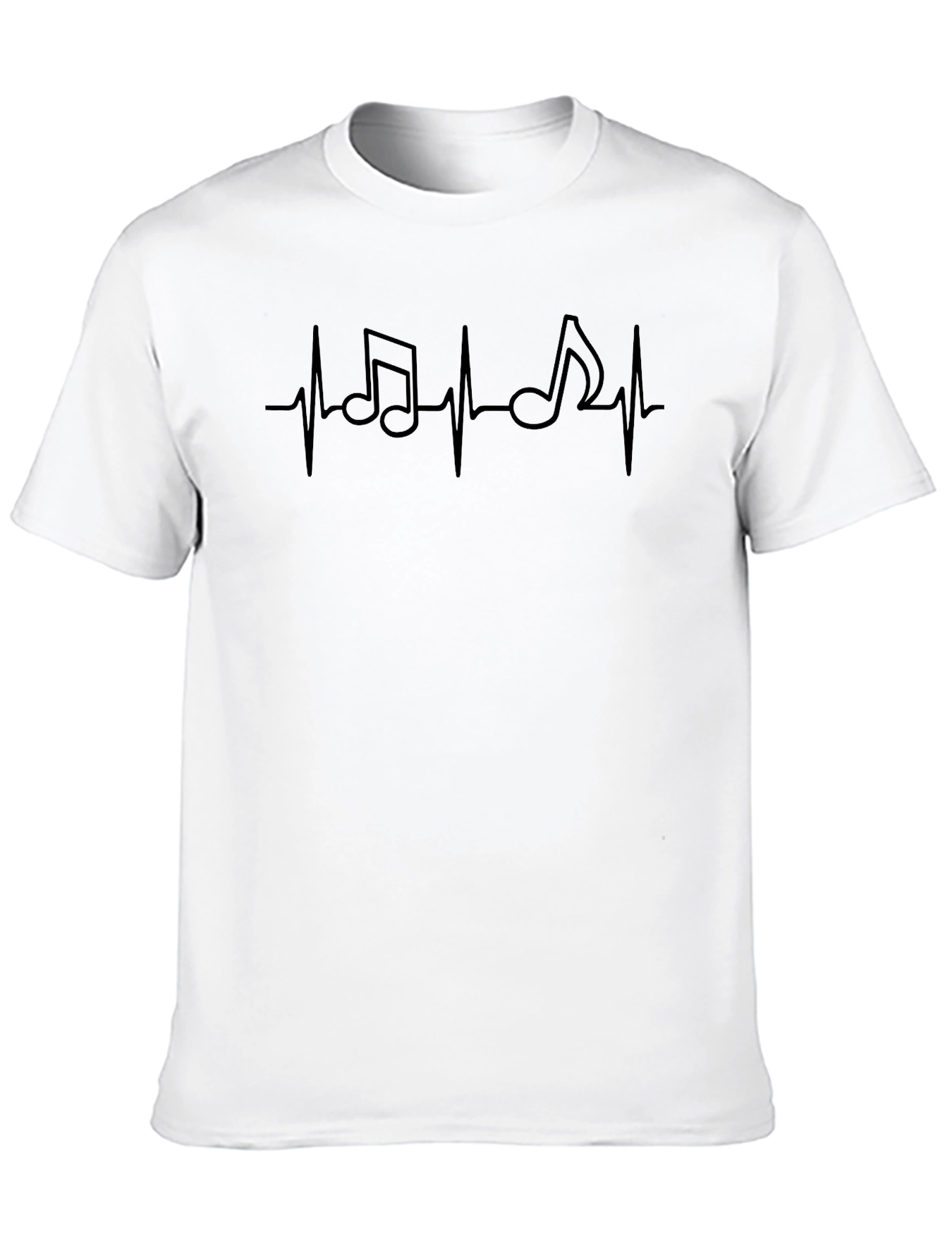 Music Heartbeat Graphic Tee - Black Casual Shirt