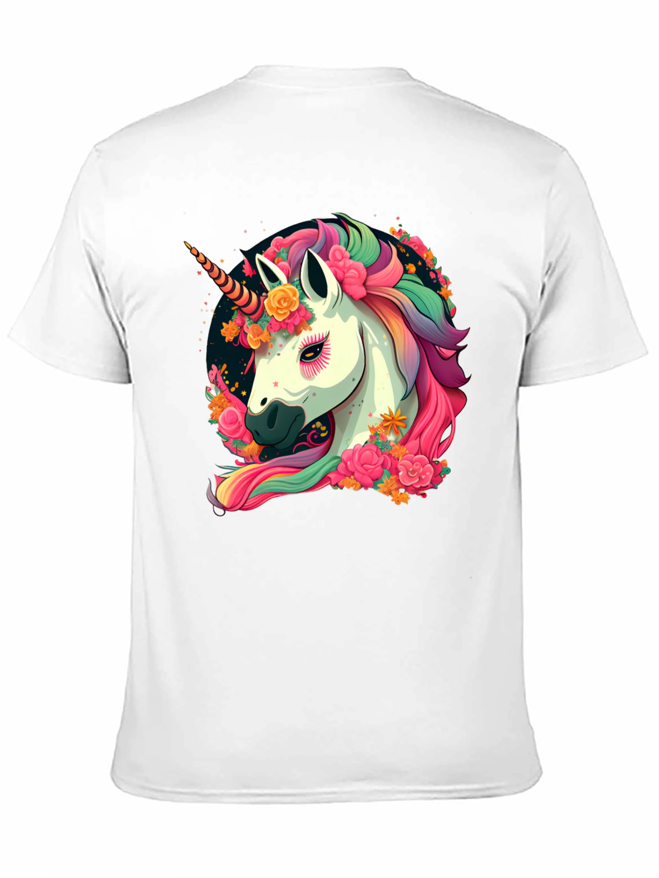Unicorn Floral Black T-Shirt