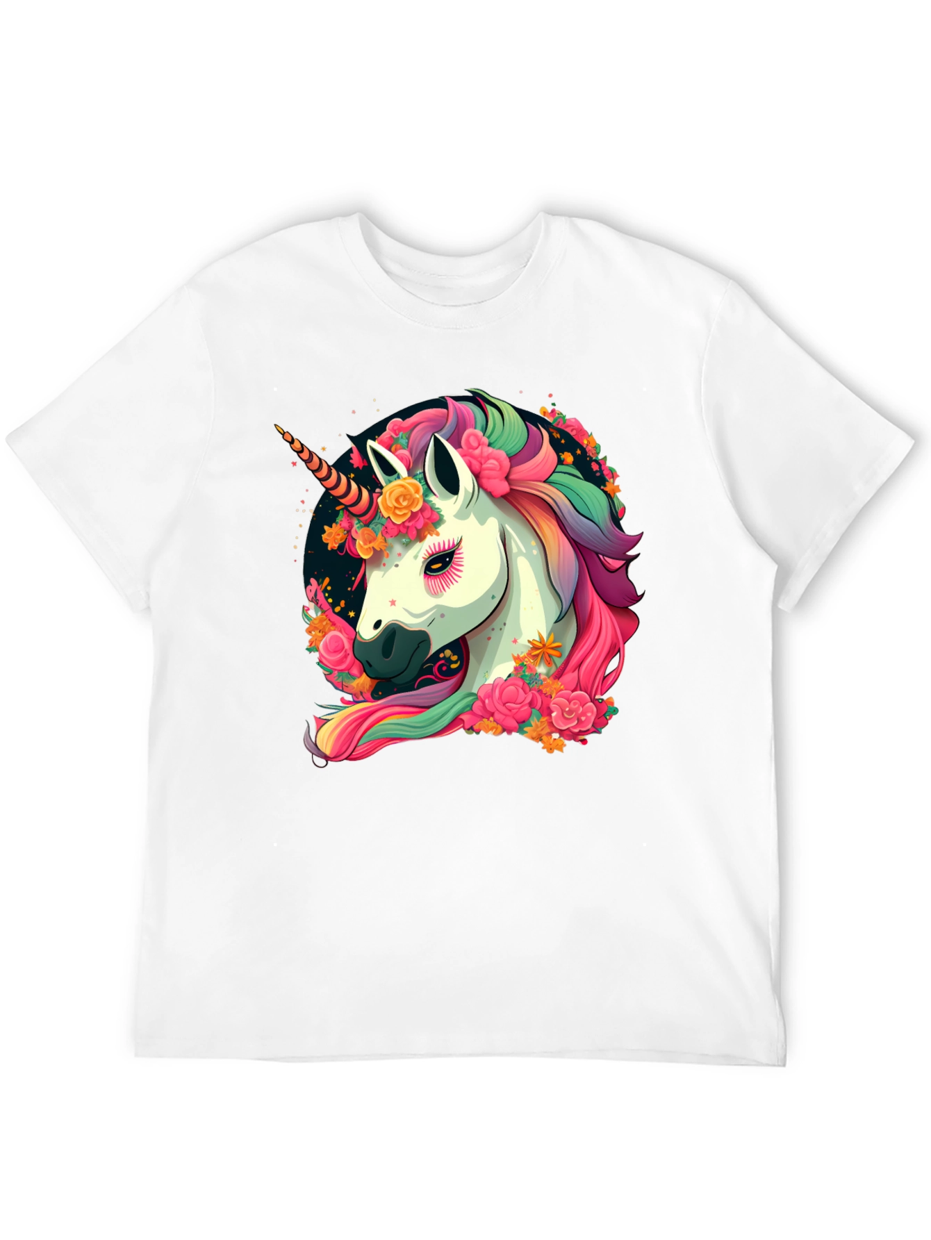 Unicorn Floral Black T-Shirt