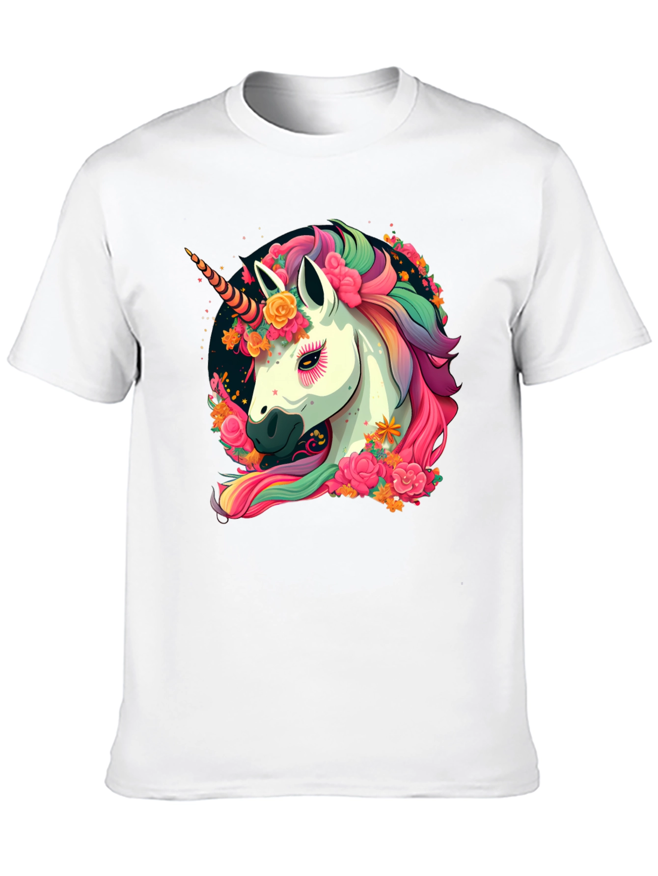 Unicorn Floral Black T-Shirt