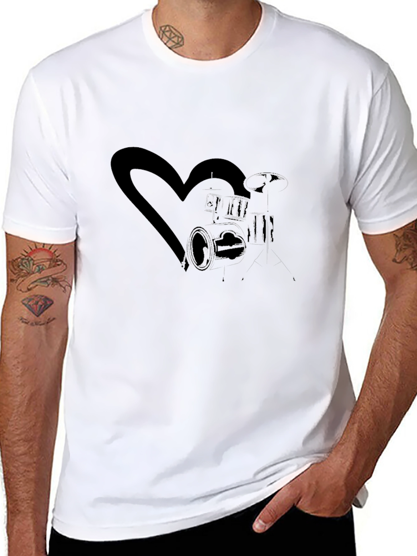 Drum Kit Heart Graphic Tee