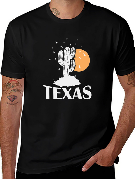 Texas Cactus Graphic T-Shirt - Mens Black Tee
