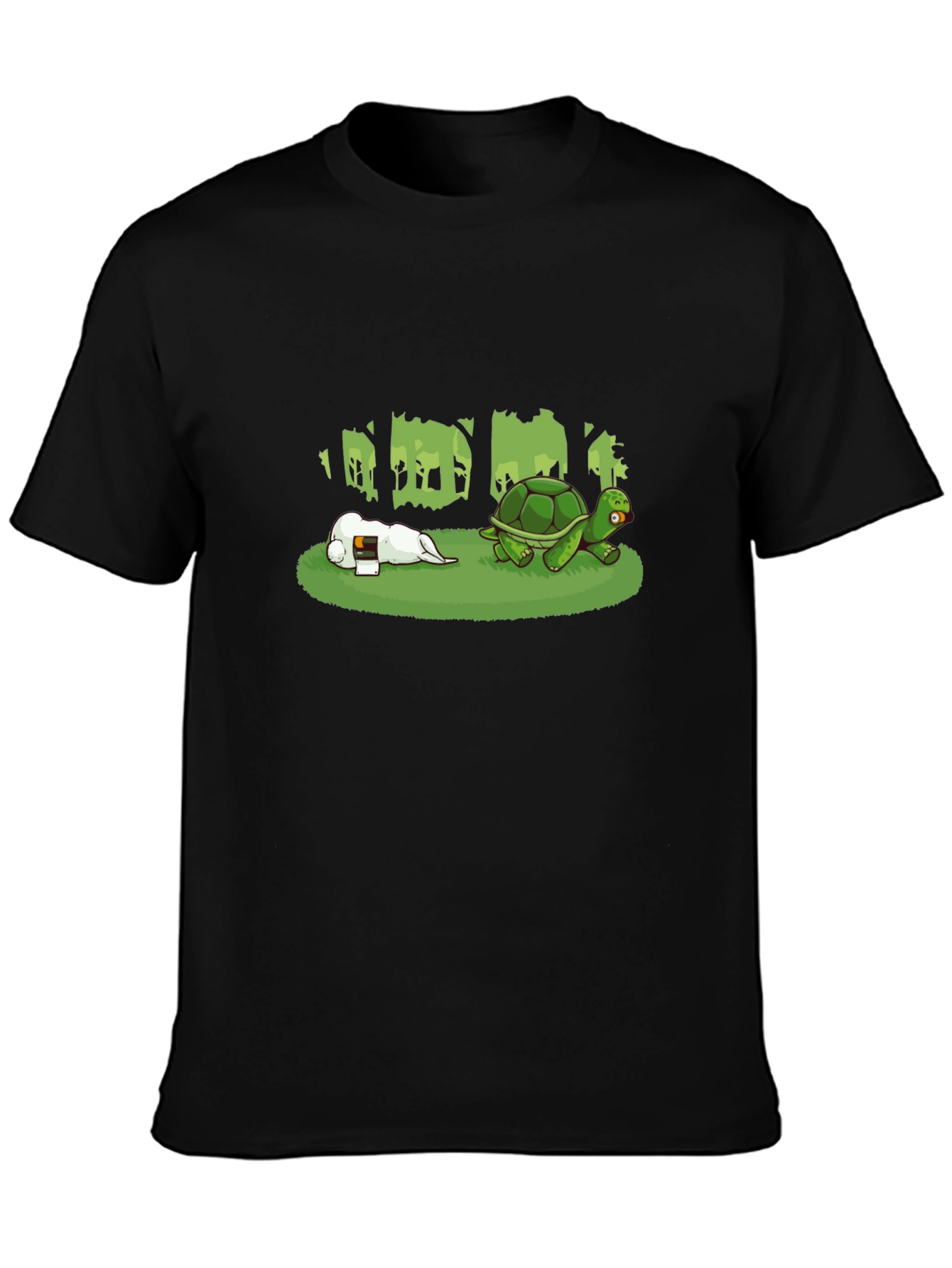 Hare & Tortoise T-Shirt - Black Cotton Blend