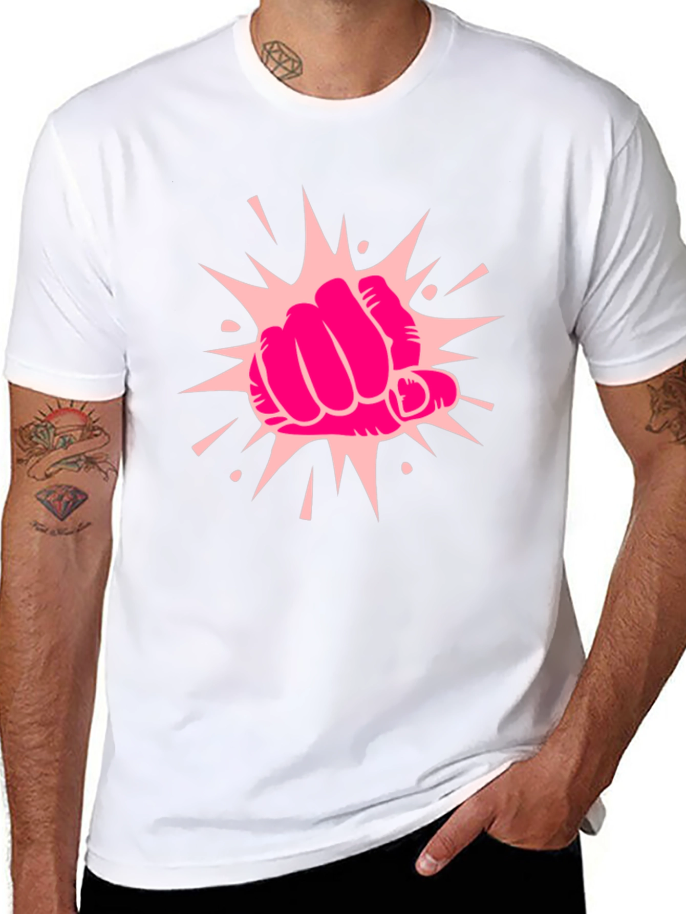 Power Punch Graphic Tee - Black Cotton T-Shirt
