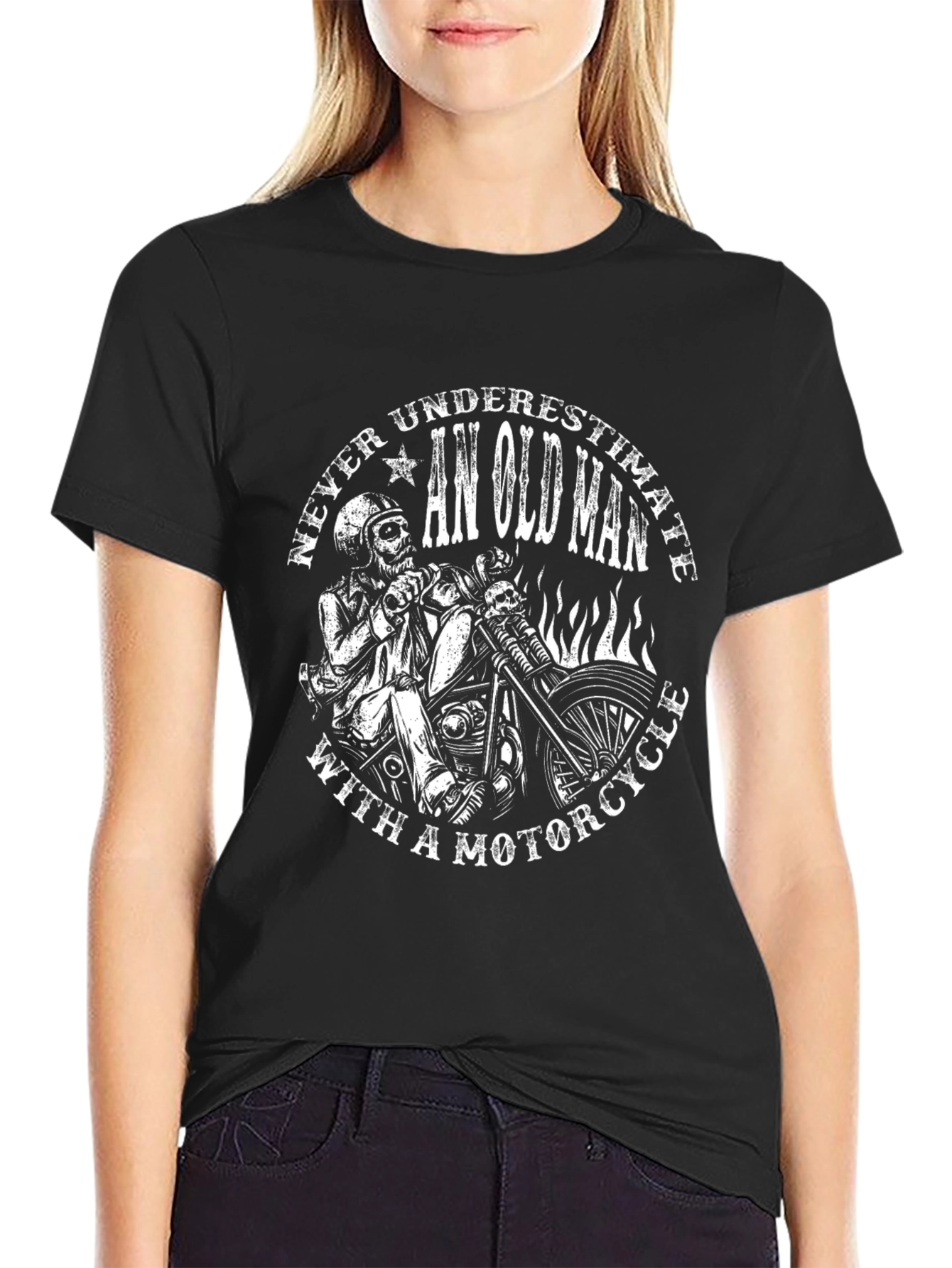 Never Underestimate Old Man With Motorcycle T-Shirt