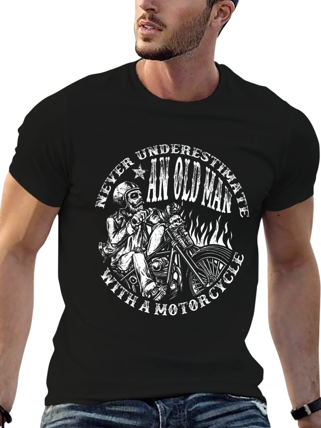 Never Underestimate Old Man With Motorcycle T-Shirt