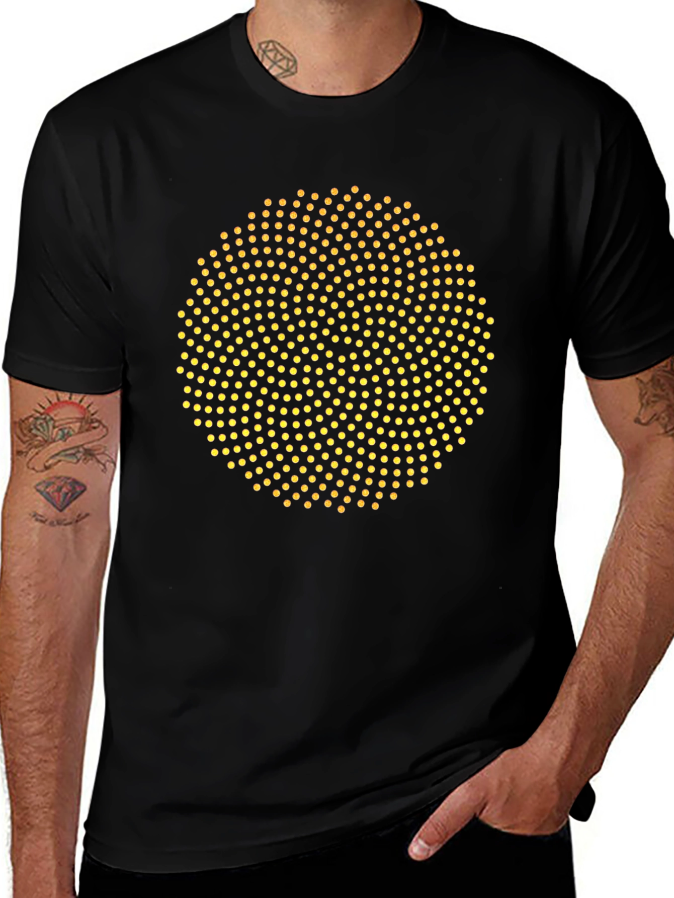 Dotted Circle Graphic T-Shirt - Modern Design