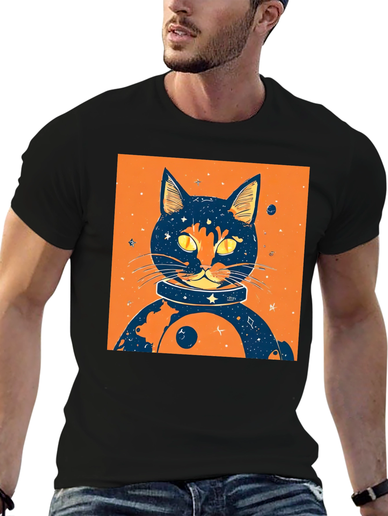 Cosmic Cat T-Shirt - Space Feline Design