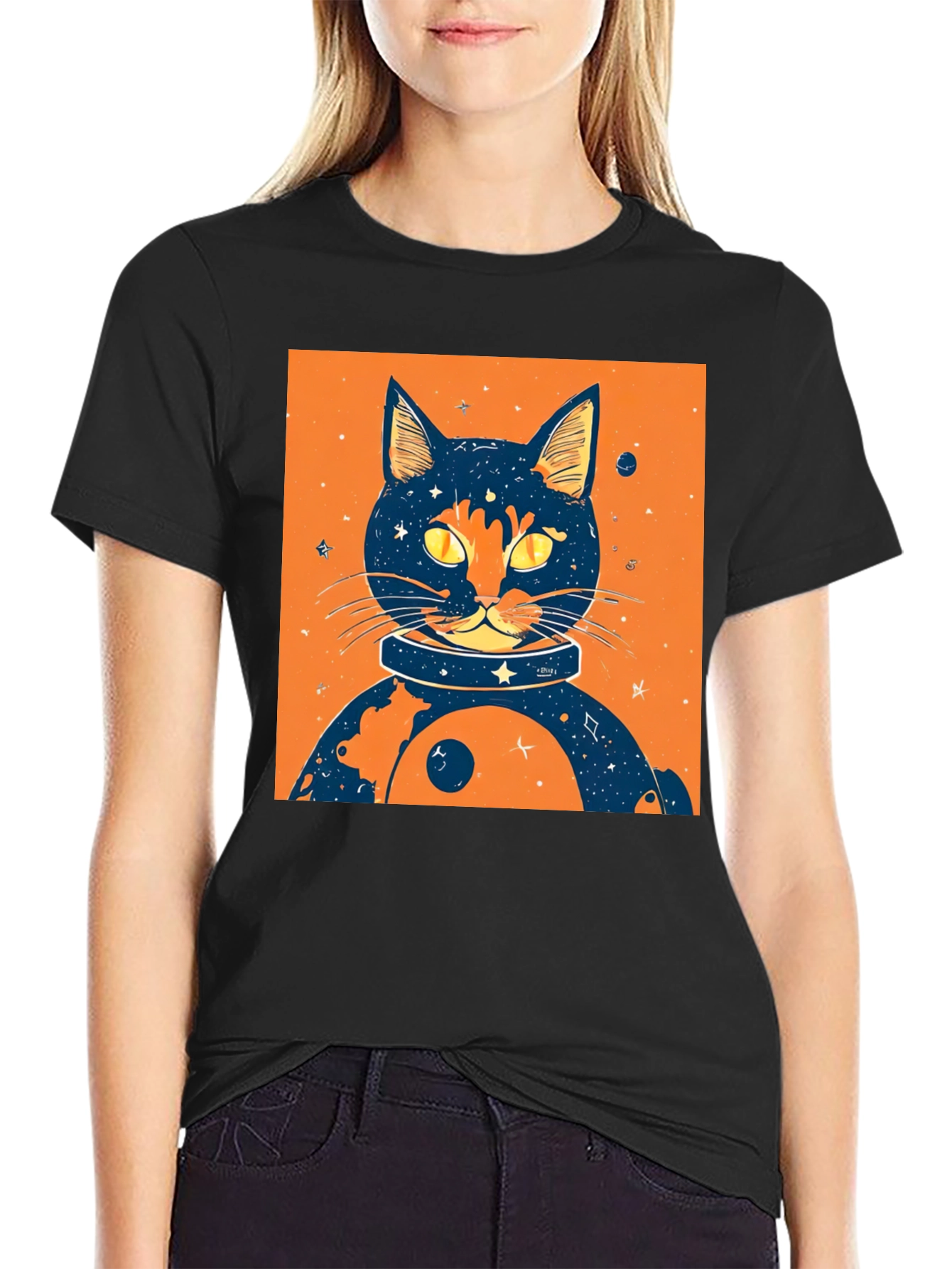Cosmic Cat T-Shirt - Space Feline Design