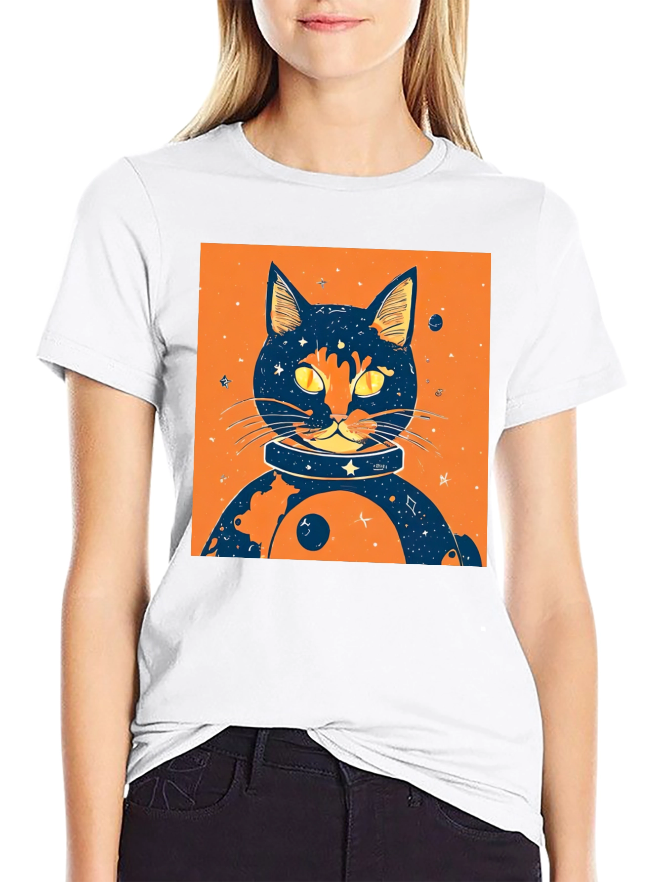 Cosmic Cat T-Shirt - Space Feline Design