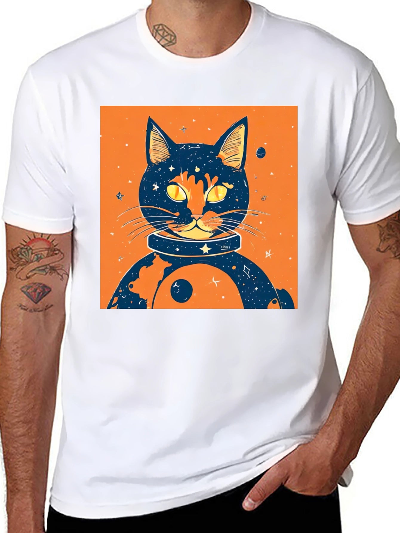 Cosmic Cat T-Shirt - Space Feline Design